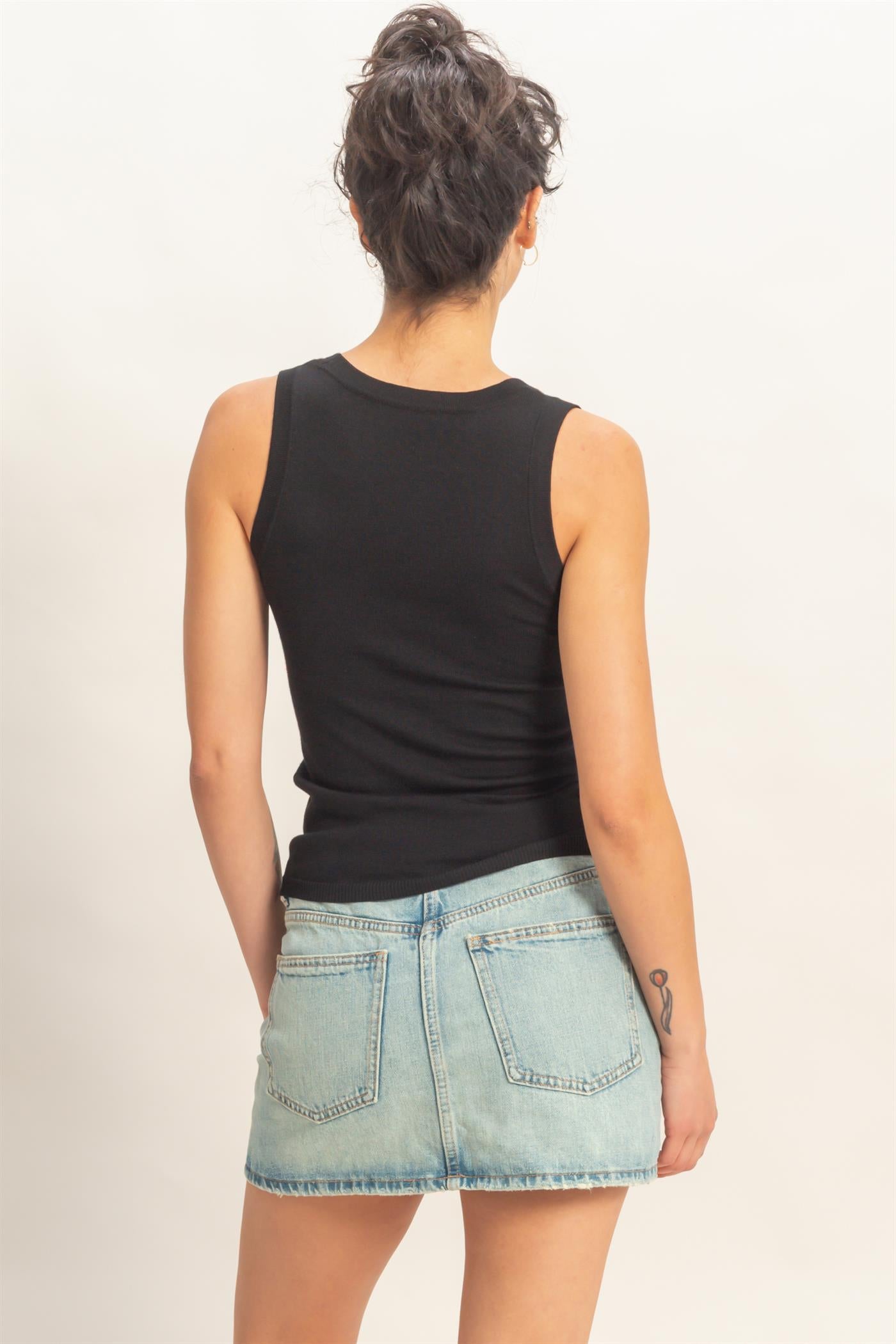 Wholesale Scoop Neck Tank Top Clothing Tops DZ26A449 BLACK DOUBLE ZERO