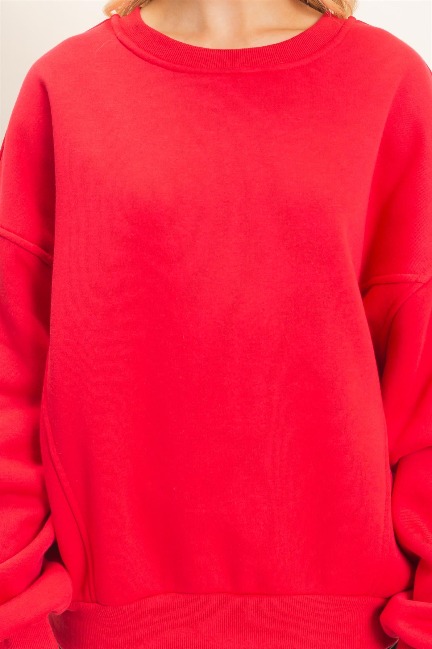 Wholesale Oversized Dropped Shoulder Sweatshirt Sweatshirts HF26F141 RED HYFVE