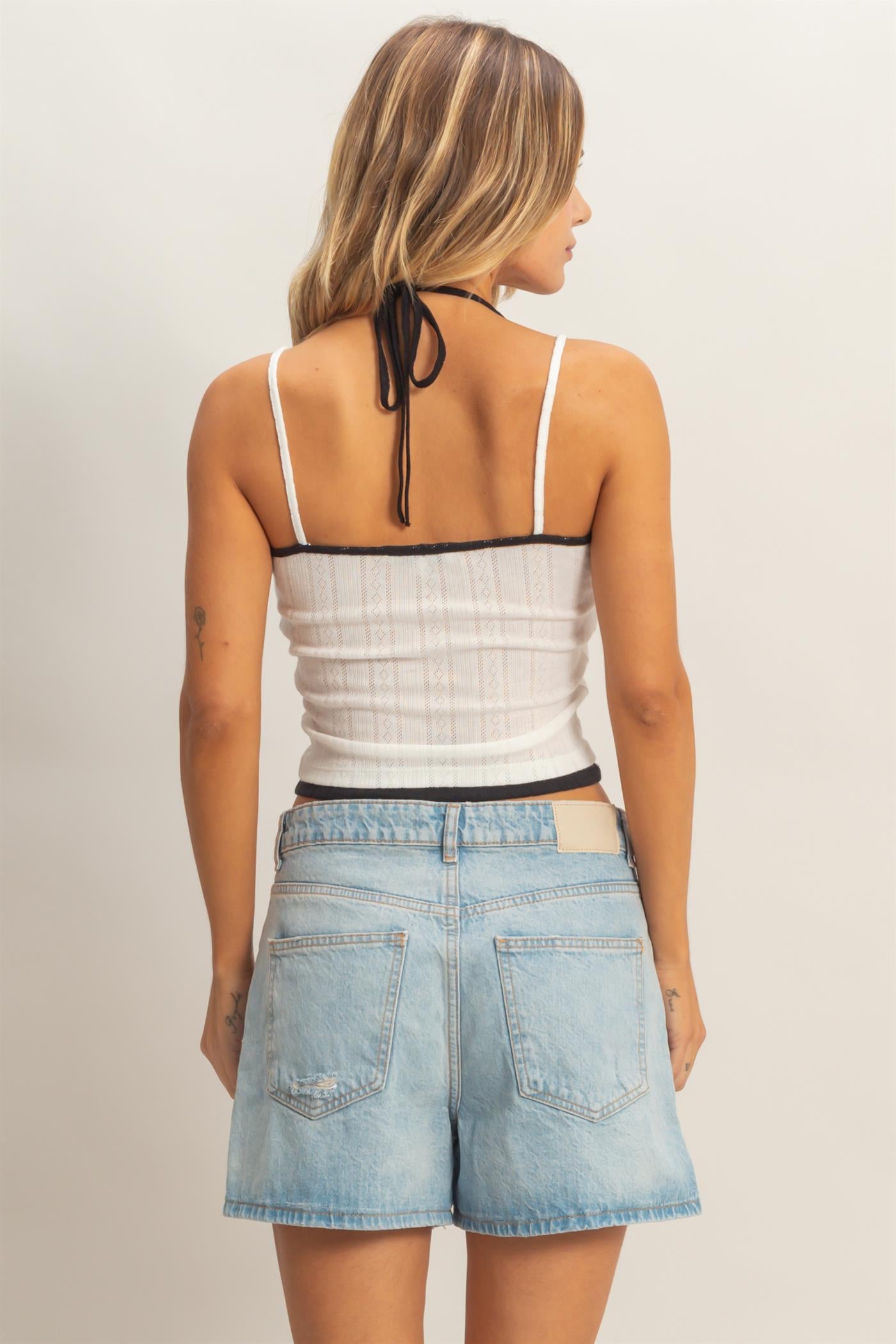 Wholesale Ribbed Knit Camisole Top Camisoles HF26A378 WHITE HYFVE