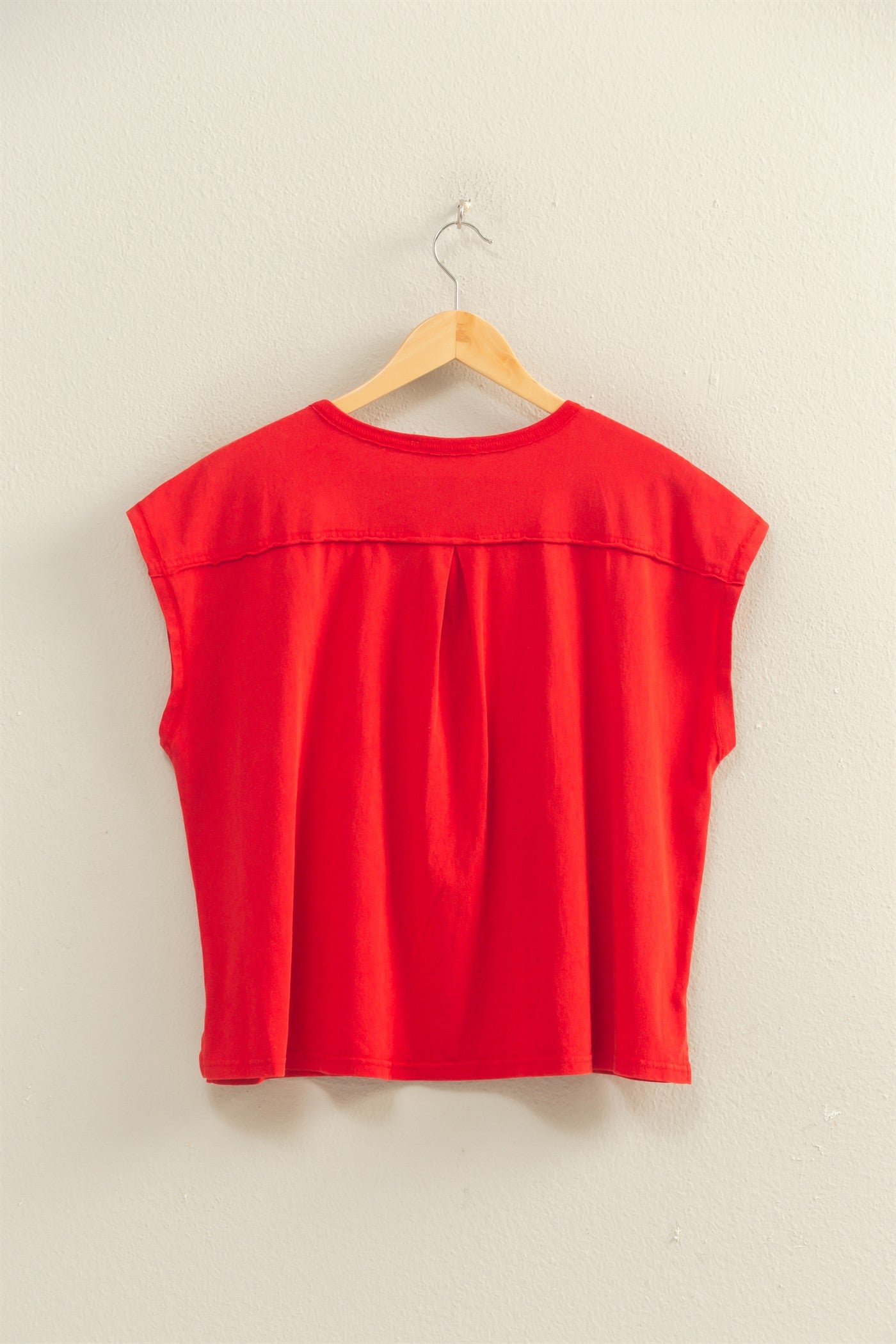 Wholesale Henley Neck Cap Sleeve Top Clothing Tops DZ26E279 RED DOUBLE ZERO