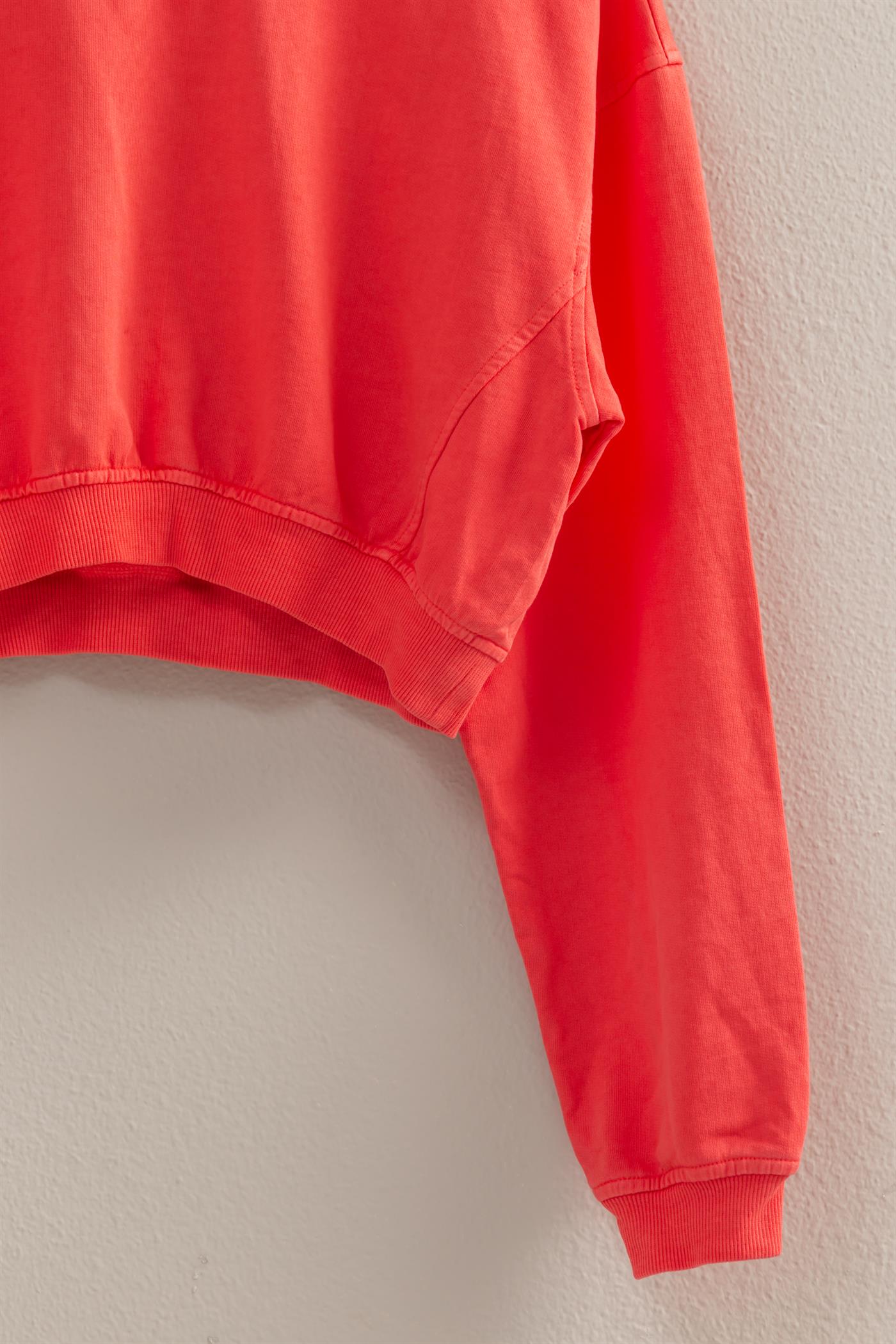 Wholesale Crew Neck Long Sleeve Crop Sweatshirt Sweatshirts DZ25A923 CORAL DOUBLE ZERO