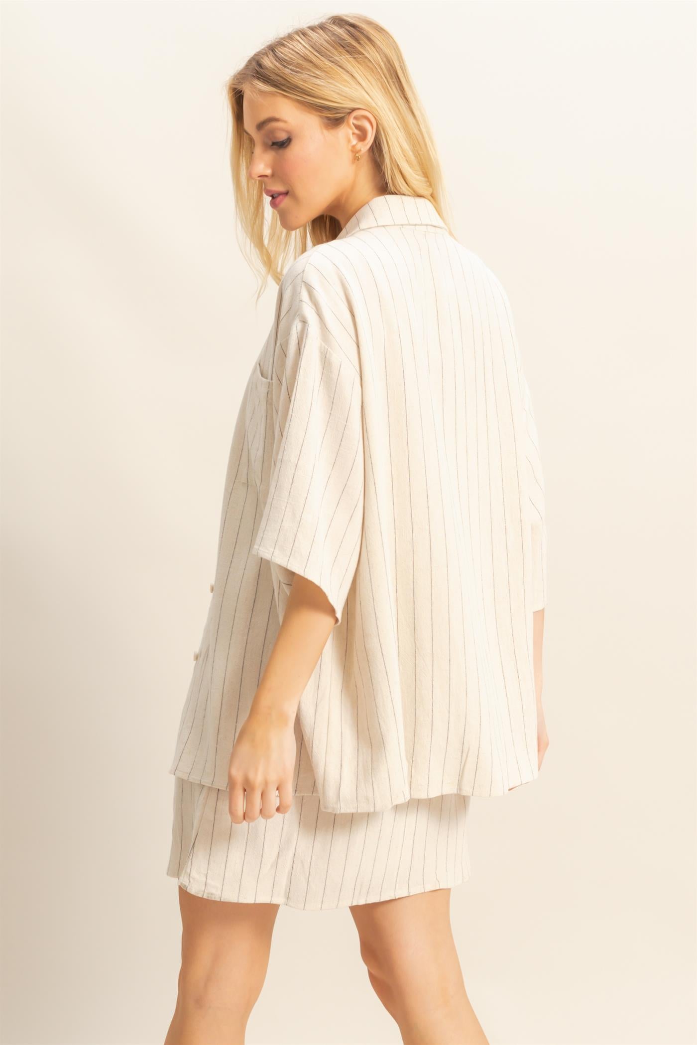 Wholesale Stripe Shirt And Dress Set Clothing HF25E086-SET OATMEAL HYFVE