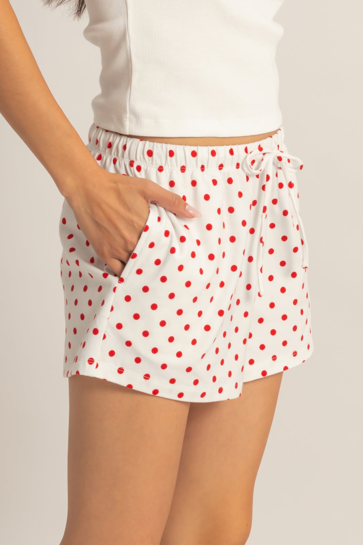 Wholesale Polka Dot Drawstring Shorts Shorts DZ26C385 RED DOUBLE ZERO