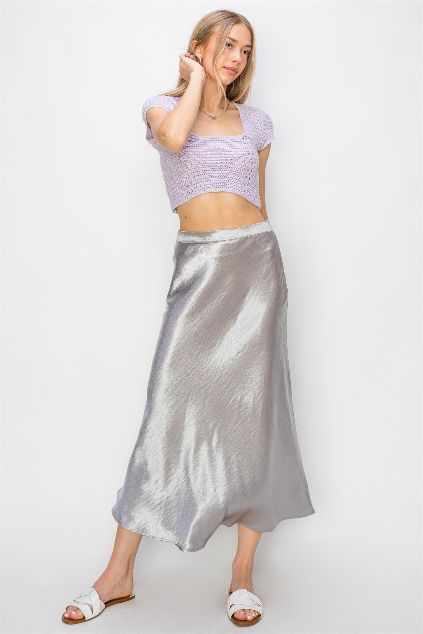 Wholesale Square Neck Cap Sleeve Top Clothing Tops DZ24A868 LAVENDER DOUBLE ZERO