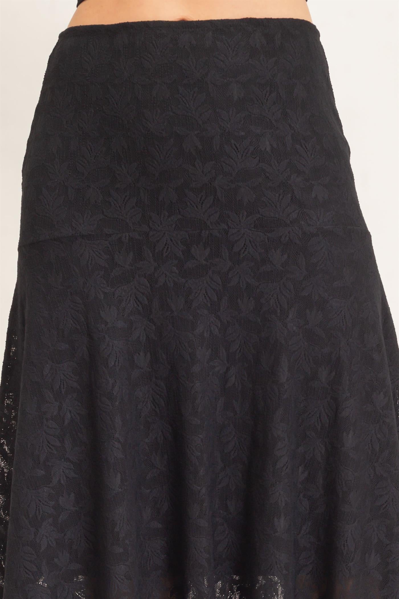 Wholesale Floral Lace Hanky Hem Skirt Skirts HF26E371 BLACK HYFVE