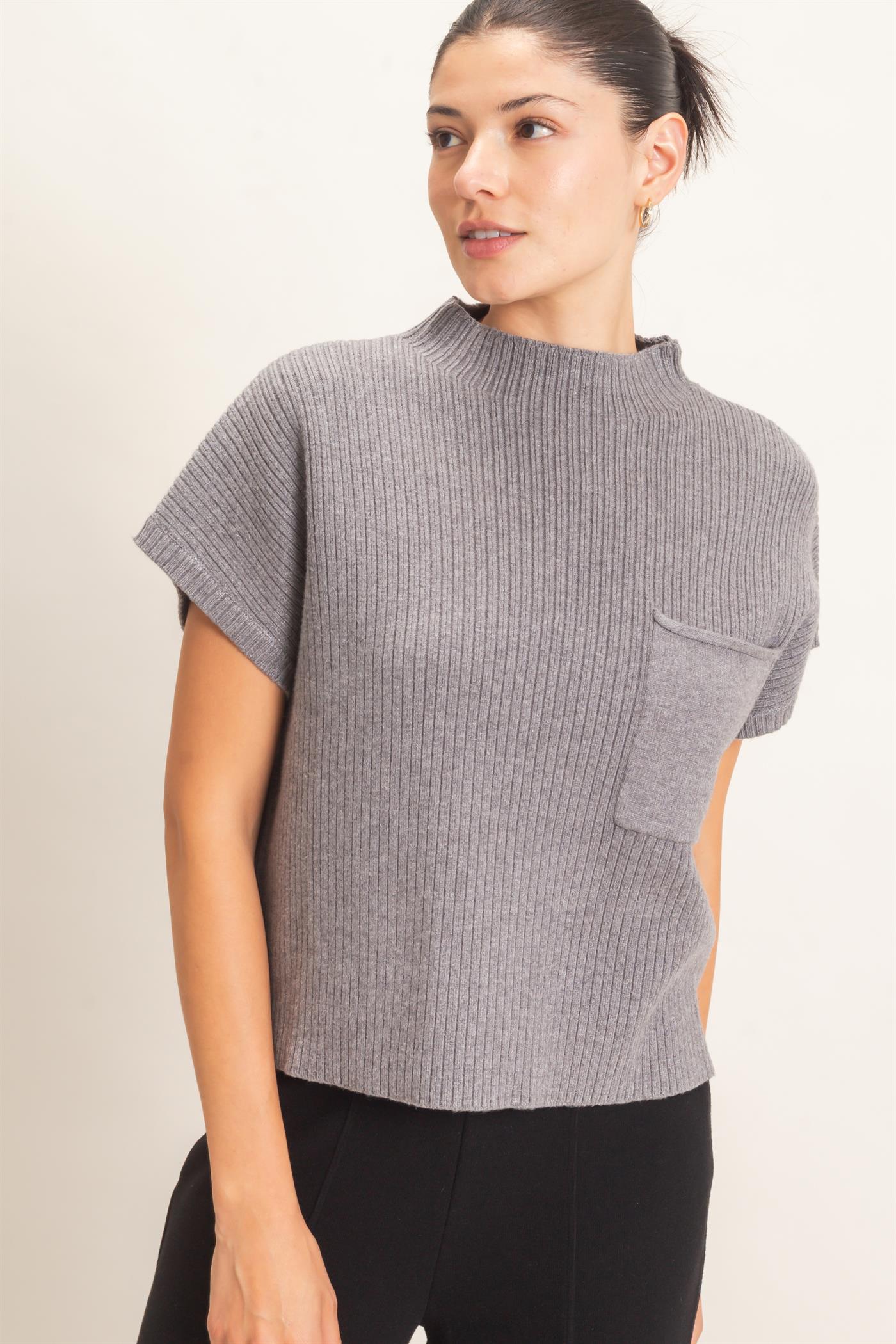 Wholesale Ribbed Dolman Sweater Sweaters HF26E835 GRAY HYFVE