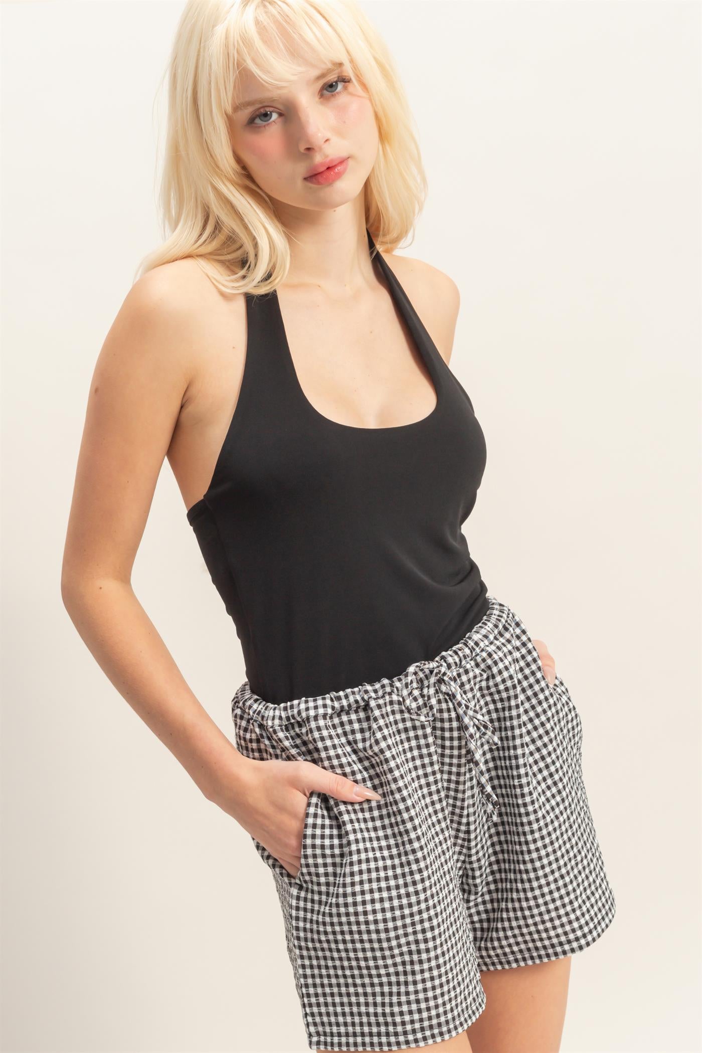 Wholesale Halter Tank Top Clothing Tops DZ26C710 BLACK DOUBLE ZERO
