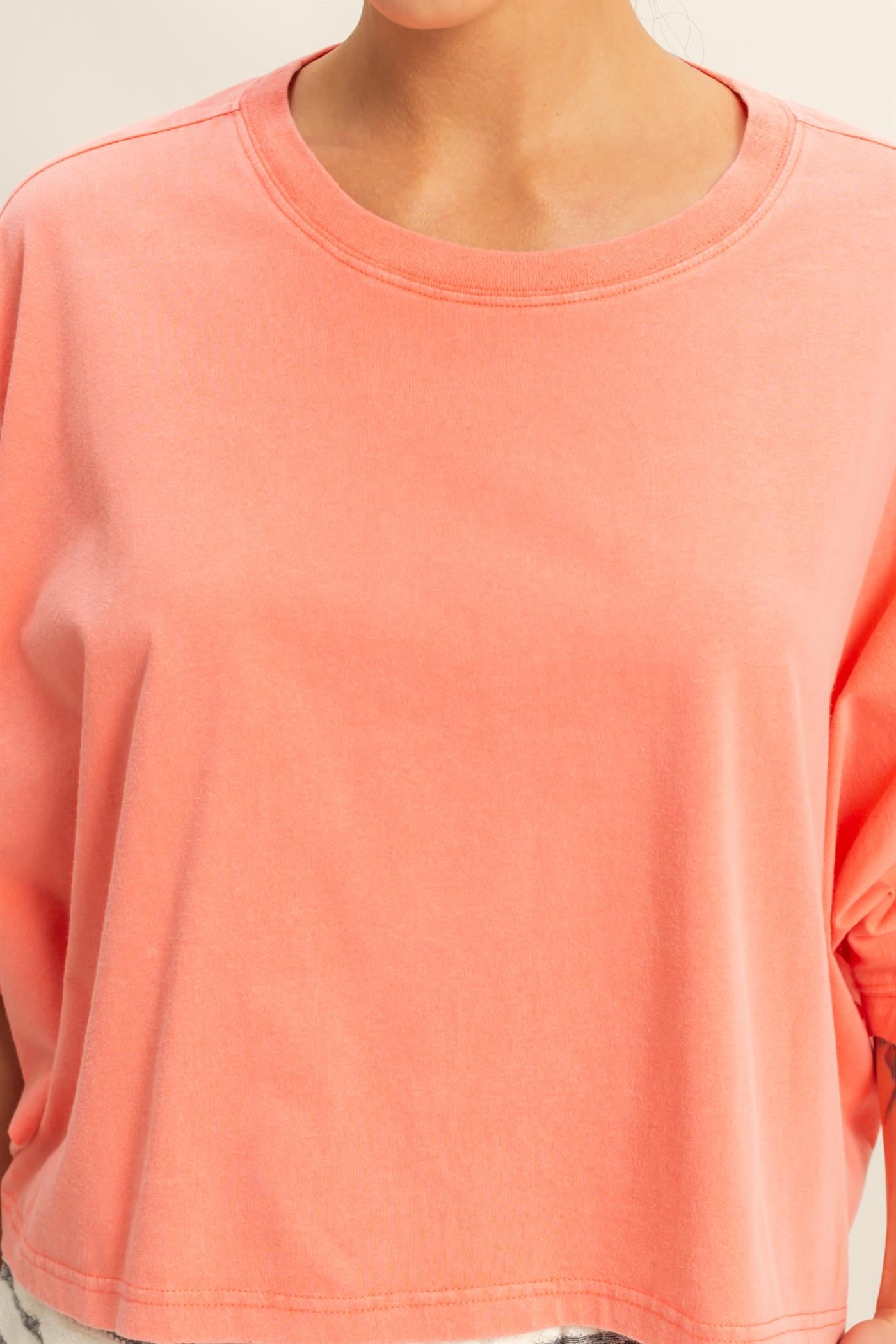 Wholesale Flowy Bat Wing Sleeves Knit Top Clothing Tops DZ25A797 CORAL DOUBLE ZERO