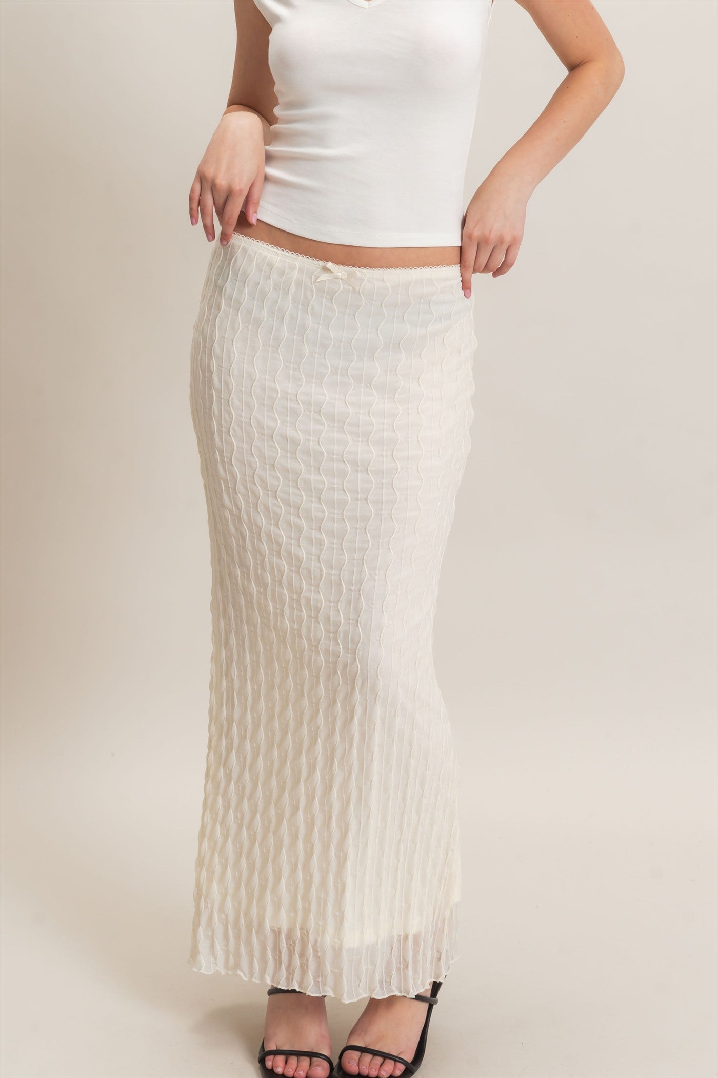Wholesale Textured Maxi Skirt Skirts HF26F074 IVORY HYFVE