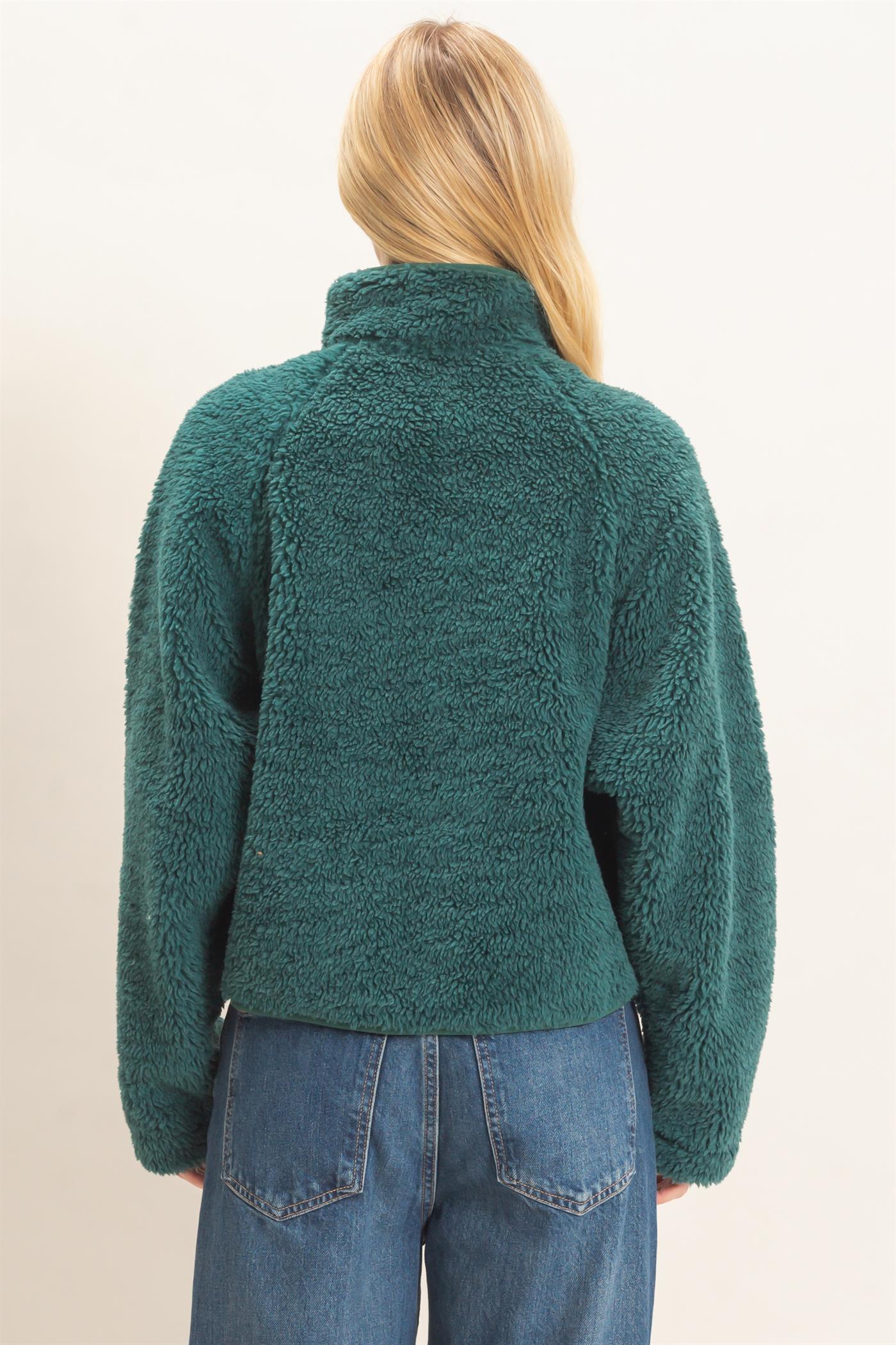 Wholesale Half-Zip Sherpa Jacket Sweatshirts HF26F130-D GREEN HYFVE