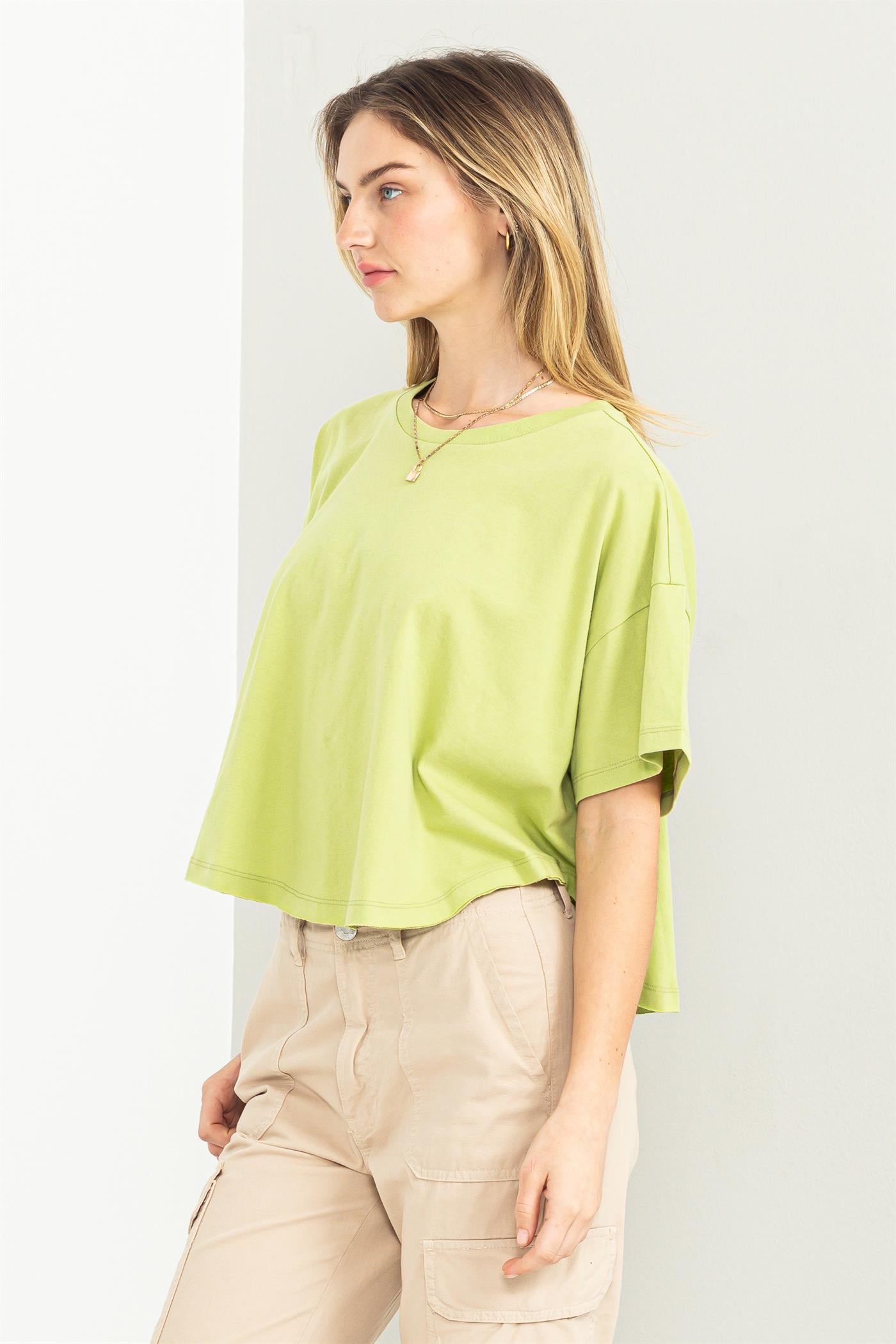 Wholesale Stay Easy Flutter Sleeve High-Low Top Clothing Tops DZ23C410 PALE OLIVE DOUBLE ZERO