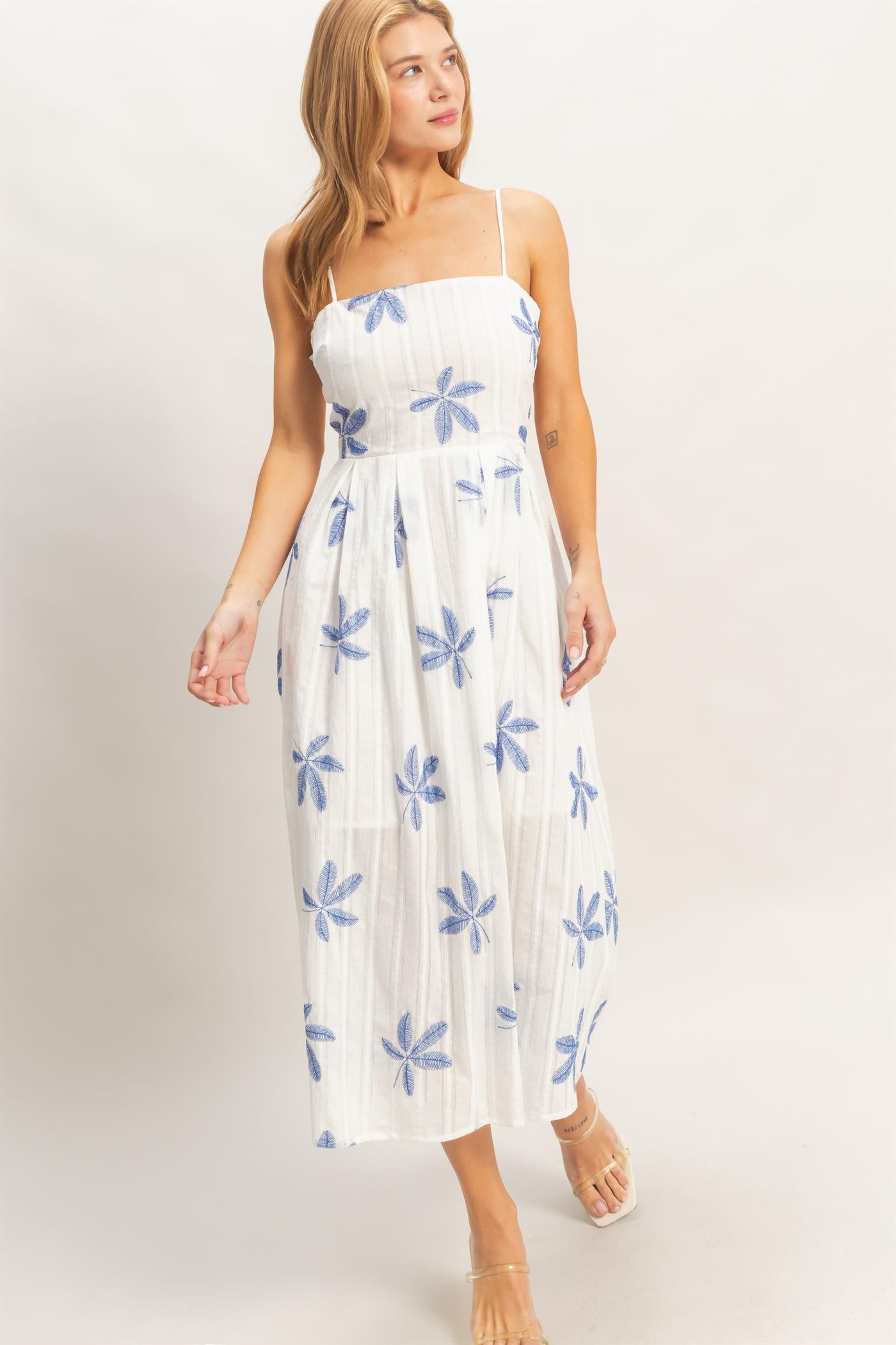 Wholesale Spaghetti Strap Pleated Dress Dresses HF26C378 BLUE HYFVE