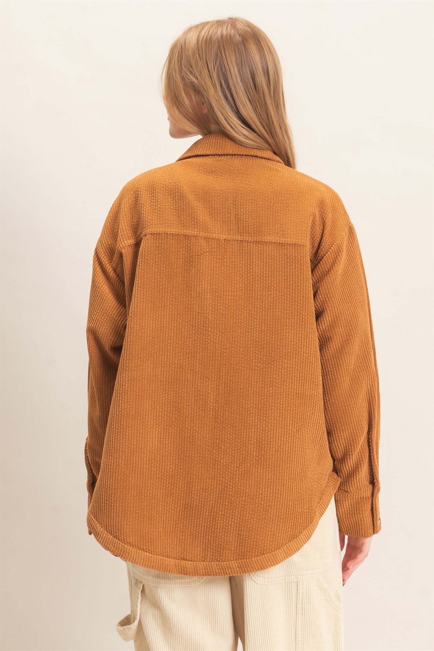 Wholesale Corduroy Button-Up Shirt Outerwear HF26F163 CAMEL HYFVE