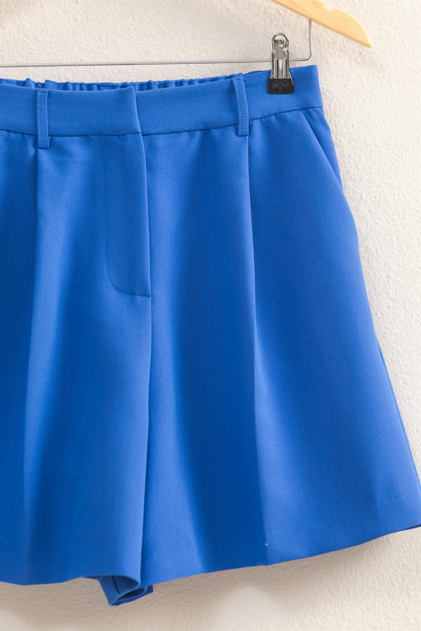 Wholesale High Waist Pleated Chic Shorts Shorts DZ25E127 COBALT DOUBLE ZERO