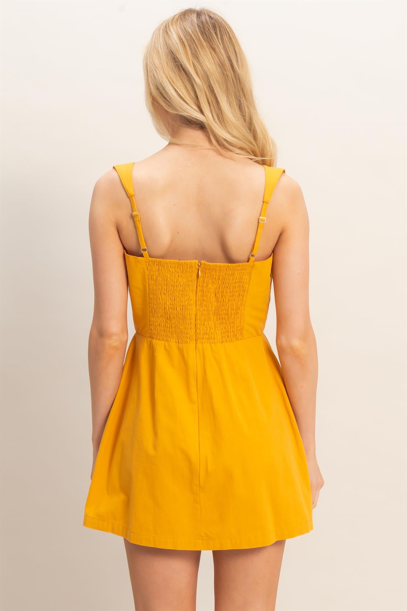 Wholesale Square Neck Mini Dress Dresses HF26C150 MUSTARD HYFVE