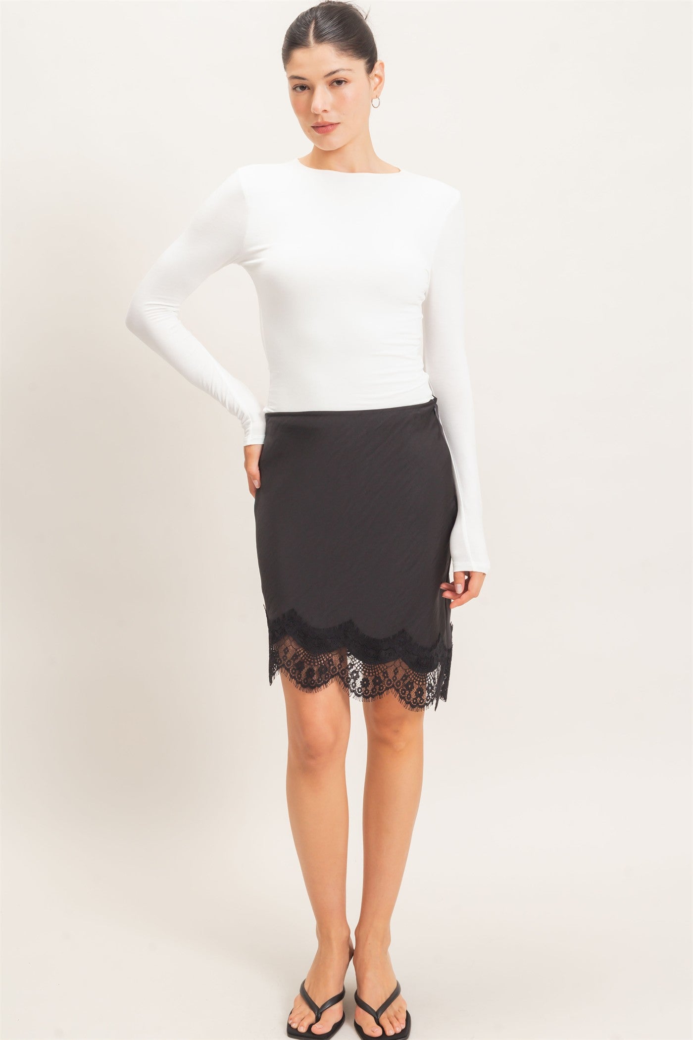 Wholesale Asymmetrical Bias Cut Slip Skirt Skirts HF26C854-D BLACK HYFVE