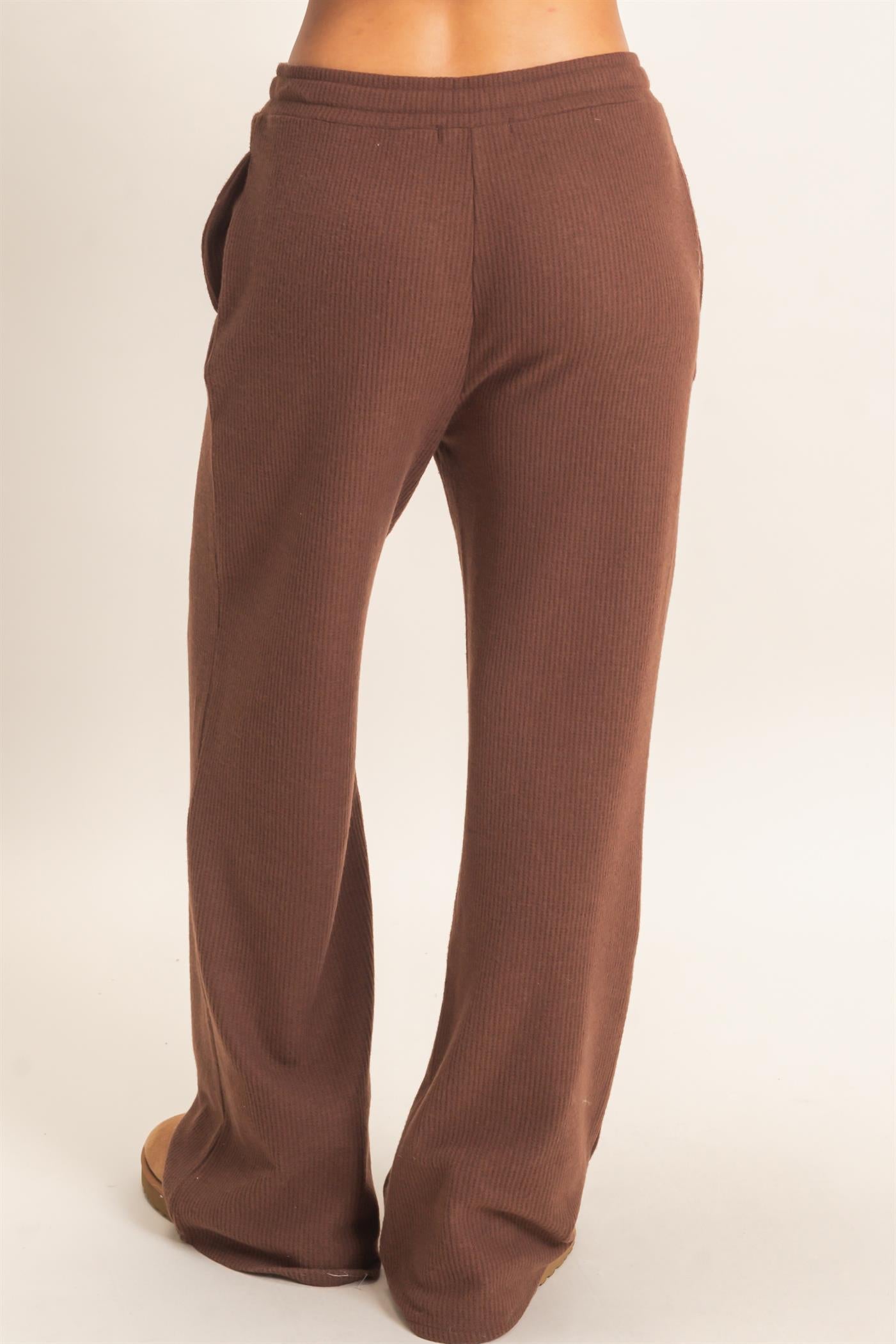 Wholesale Brushed Waffle Drawstring Pants Pants DZ26F313 DARK BROWN DOUBLE ZERO