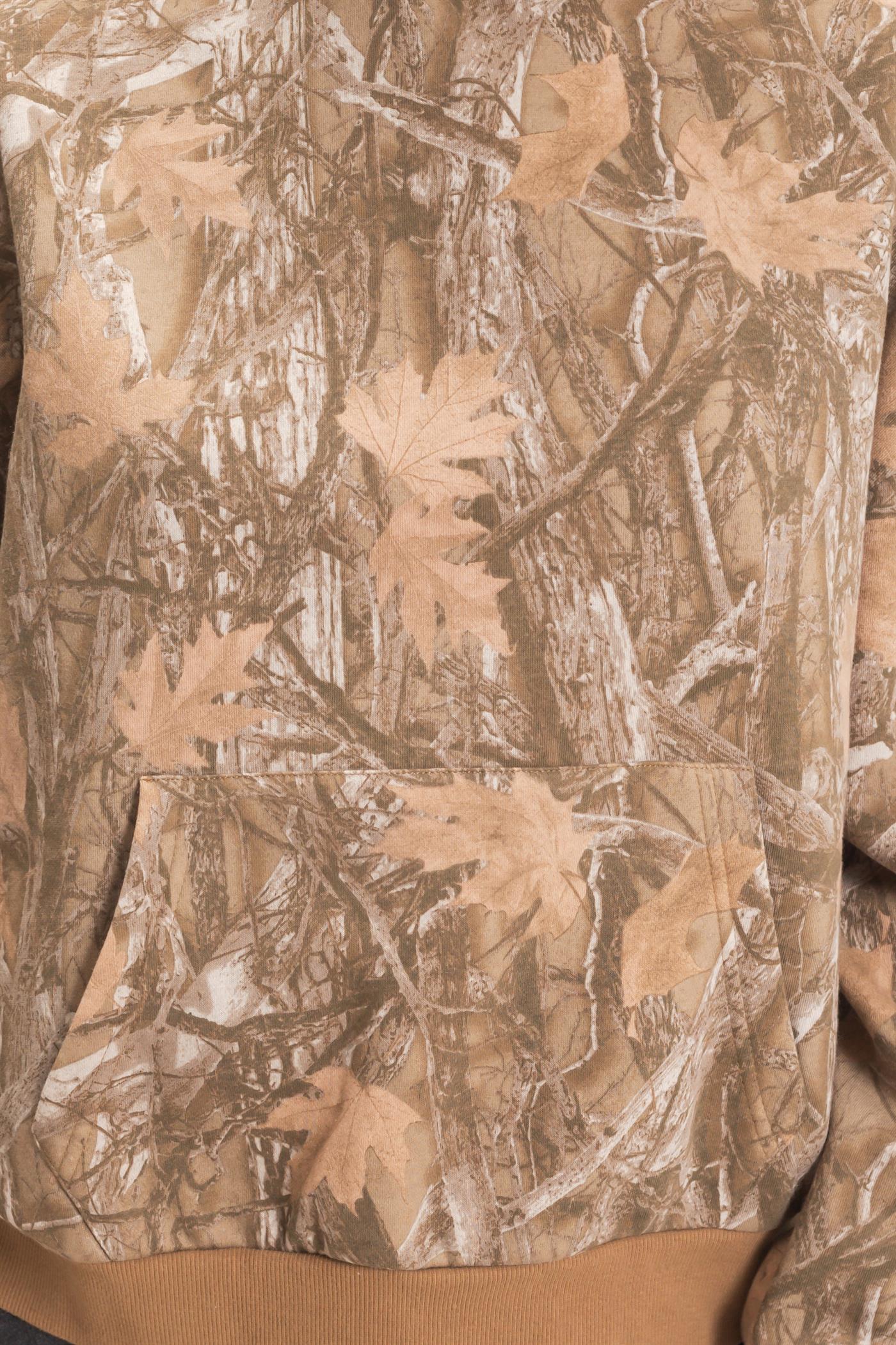 Wholesale Tree Camouflage Hoodie With Kangaroo Pocket Hoodies DZ26F011 BROWN DOUBLE ZERO
