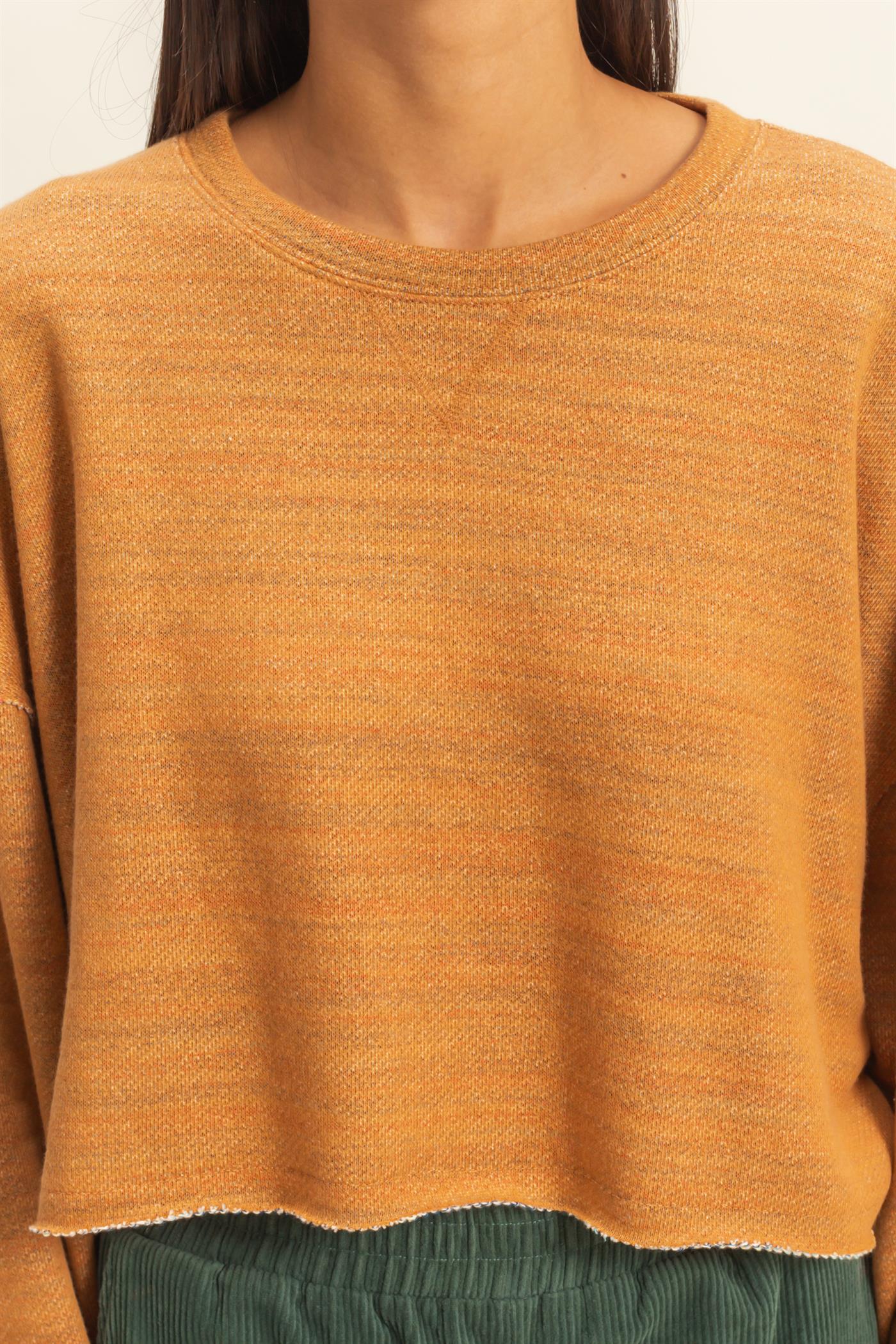 Wholesale Drop-Shoulder Cropped Top Clothing Tops DZ22G906 BROWN SUGAR DOUBLE ZERO