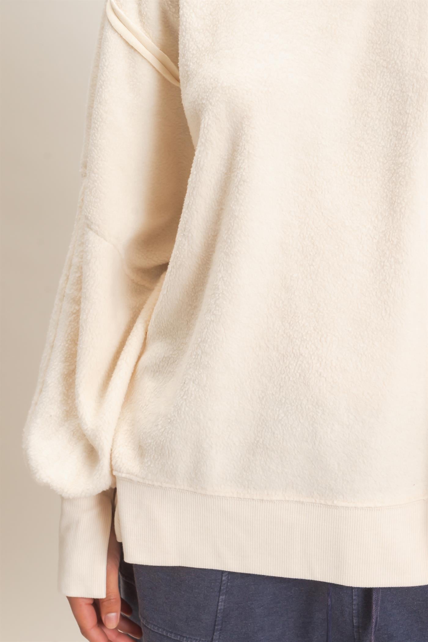 Wholesale Oversized Raw Edge Crew Neck Sweatshirt Sweatshirts DZ26E273 IVORY DOUBLE ZERO