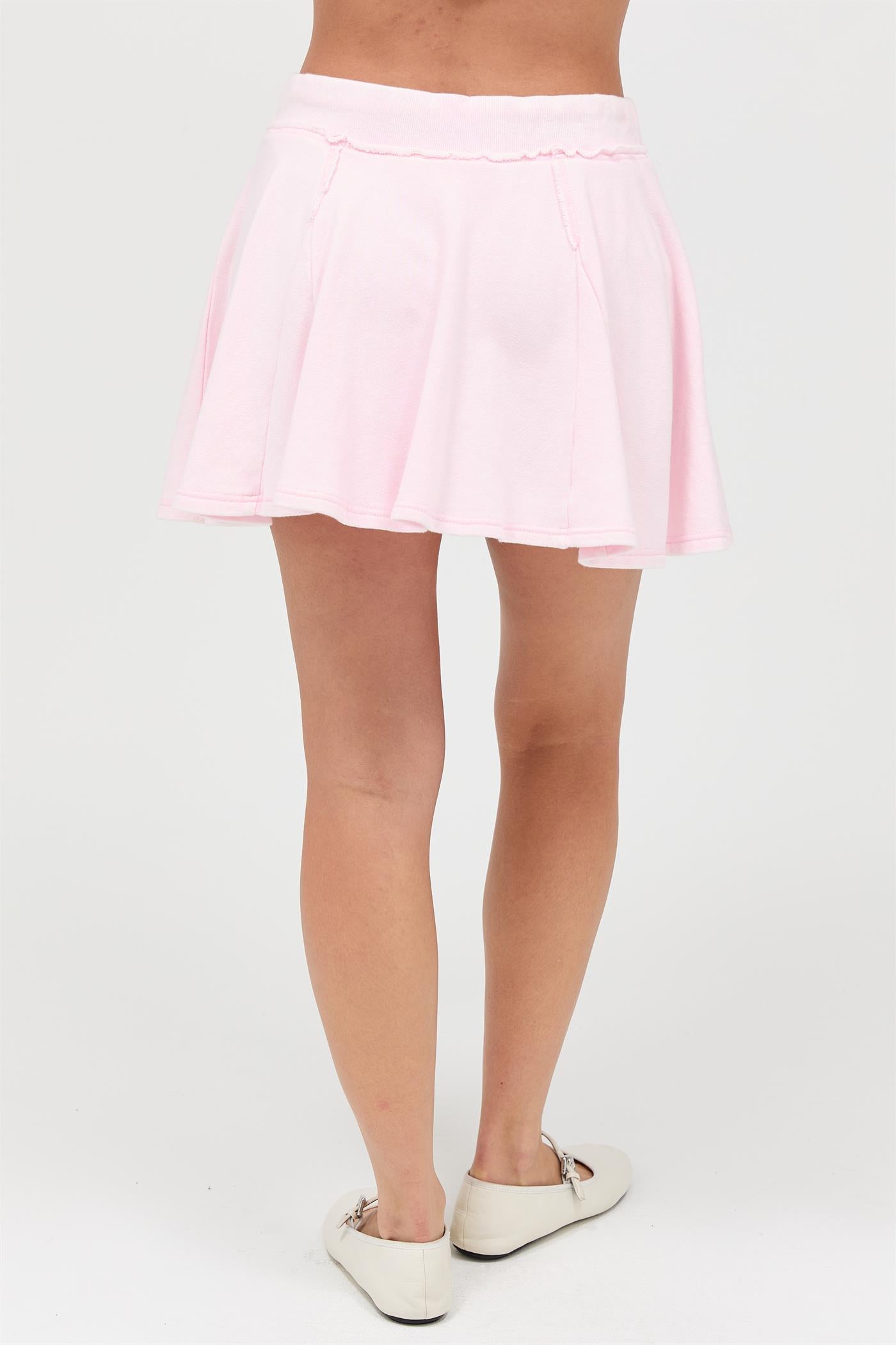 Wholesale Acid Washed Mid Wiast Flowy Skort Skorts DZ26A928 SOFT PINK DOUBLE ZERO