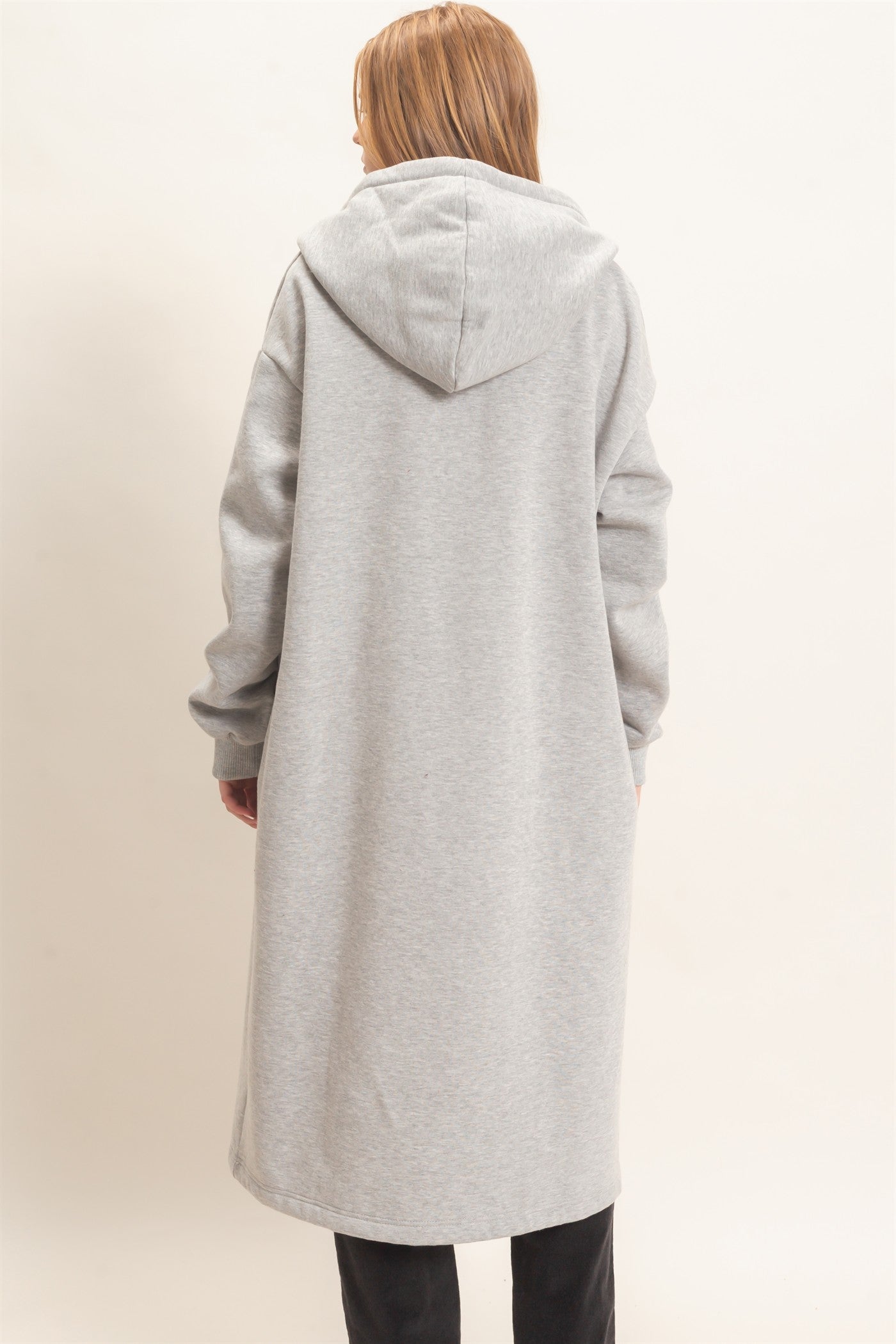 Wholesale Oversized Hooded Open Front Coat Coats & Jackets HF26F142-D H.GRAY HYFVE