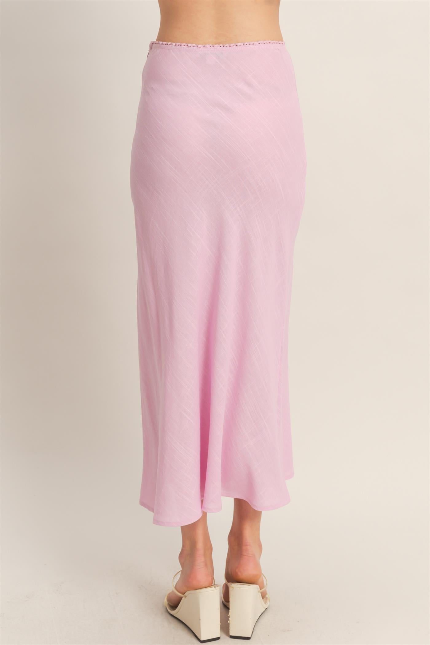 Wholesale Maxi Skirt With Elastic Waistband Skirts HF26A473-D PINK LAVENDER HYFVE