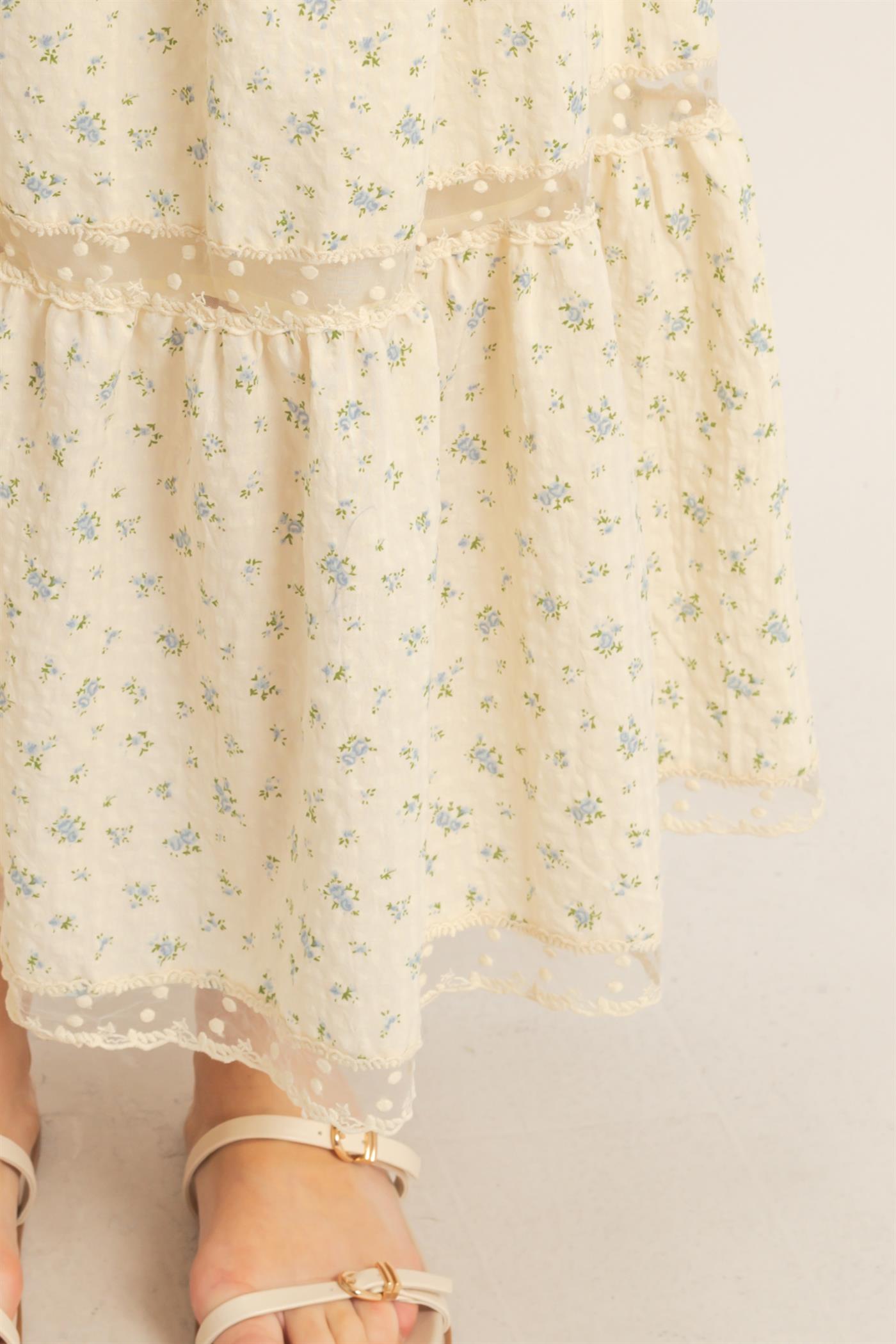 Wholesale Tiered Lace Trim Skirt Skirts HF26A697 BLUE HYFVE