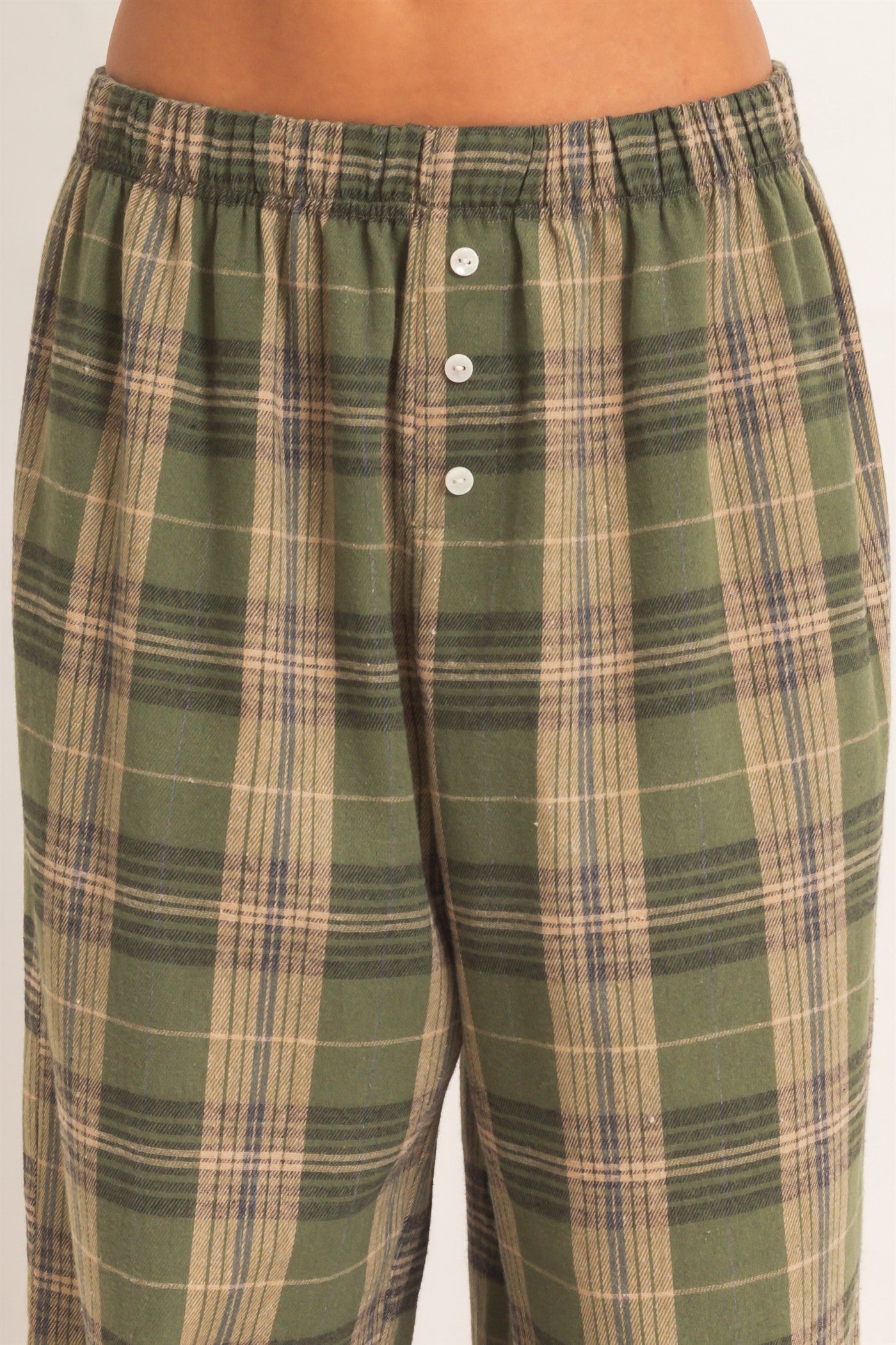 Wholesale Plaid Wide-Leg Pants Pants DZ26F271 OLIVE DOUBLE ZERO