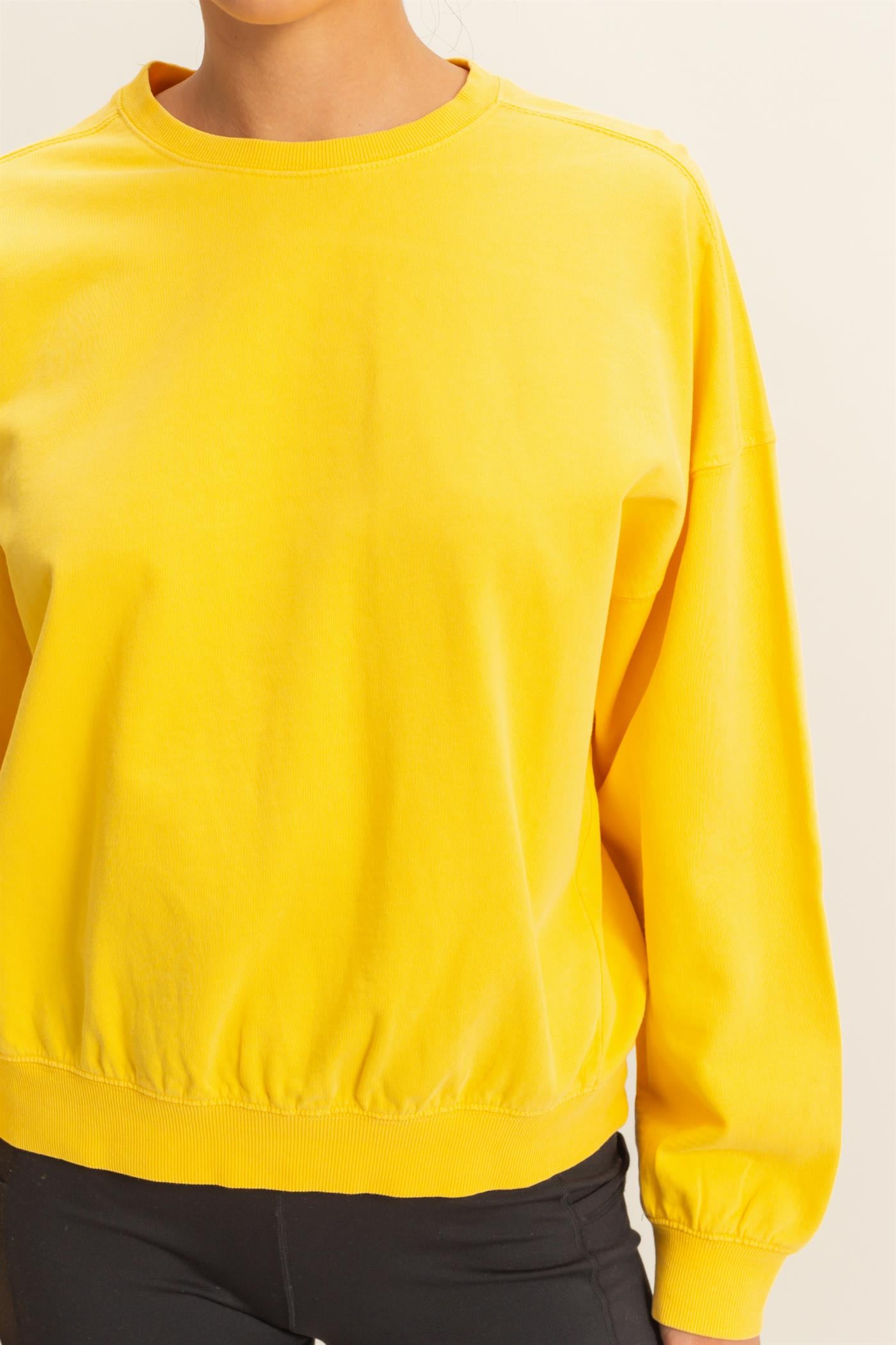 Wholesale Warm Long Sleeve French Terry Sweatshirt Sweatshirts DZ25C733 SUNFLOWER HYFVE