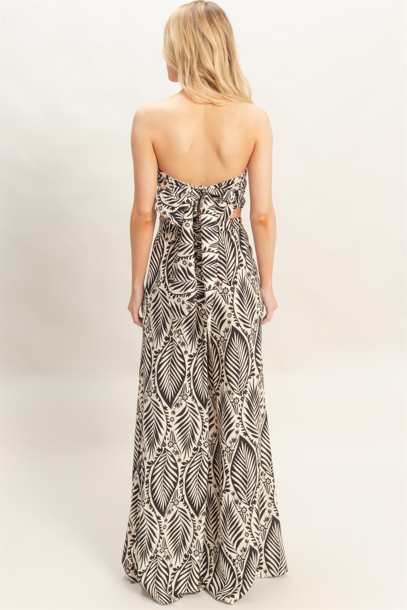 Wholesale Strapless Top & Pant Print Set Clothing HF25E577-SET-D BLACK HYFVE