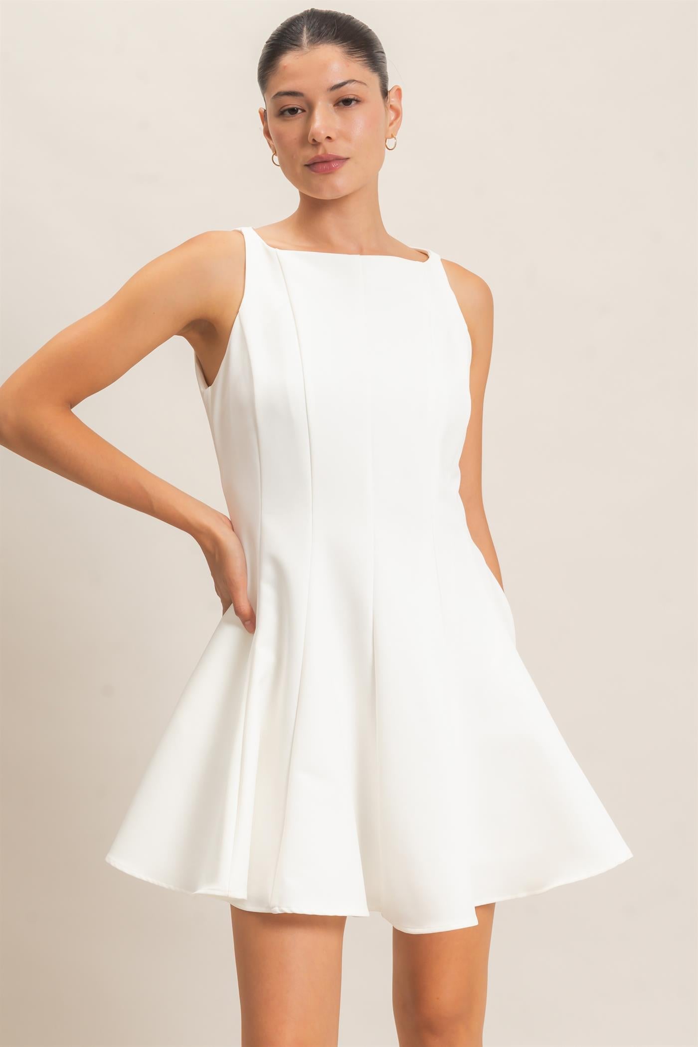 Wholesale Sleeveless Fit And Flare Dress Dresses HF26F217 WHITE HYFVE