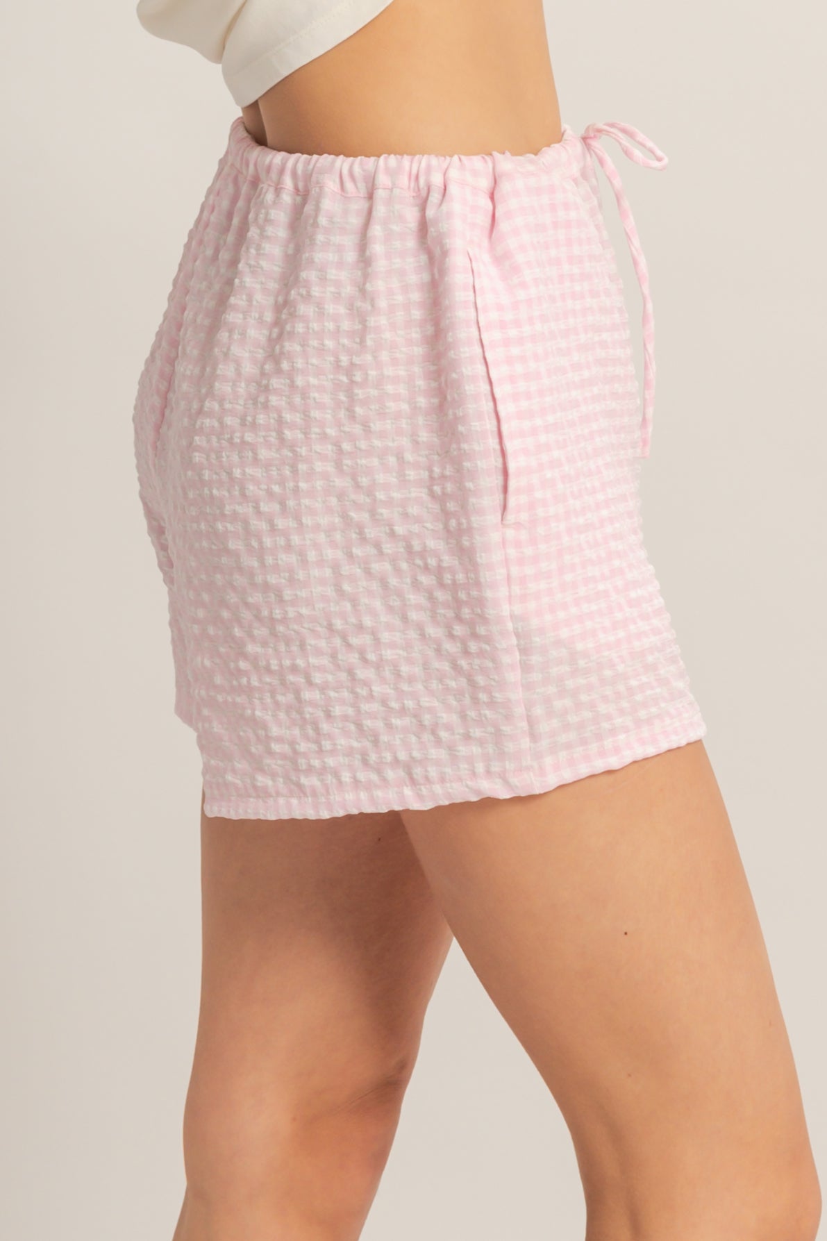Wholesale Gingham Relaxed Fit Shorts Shorts DZ26A929 PINK DOUBLE ZERO