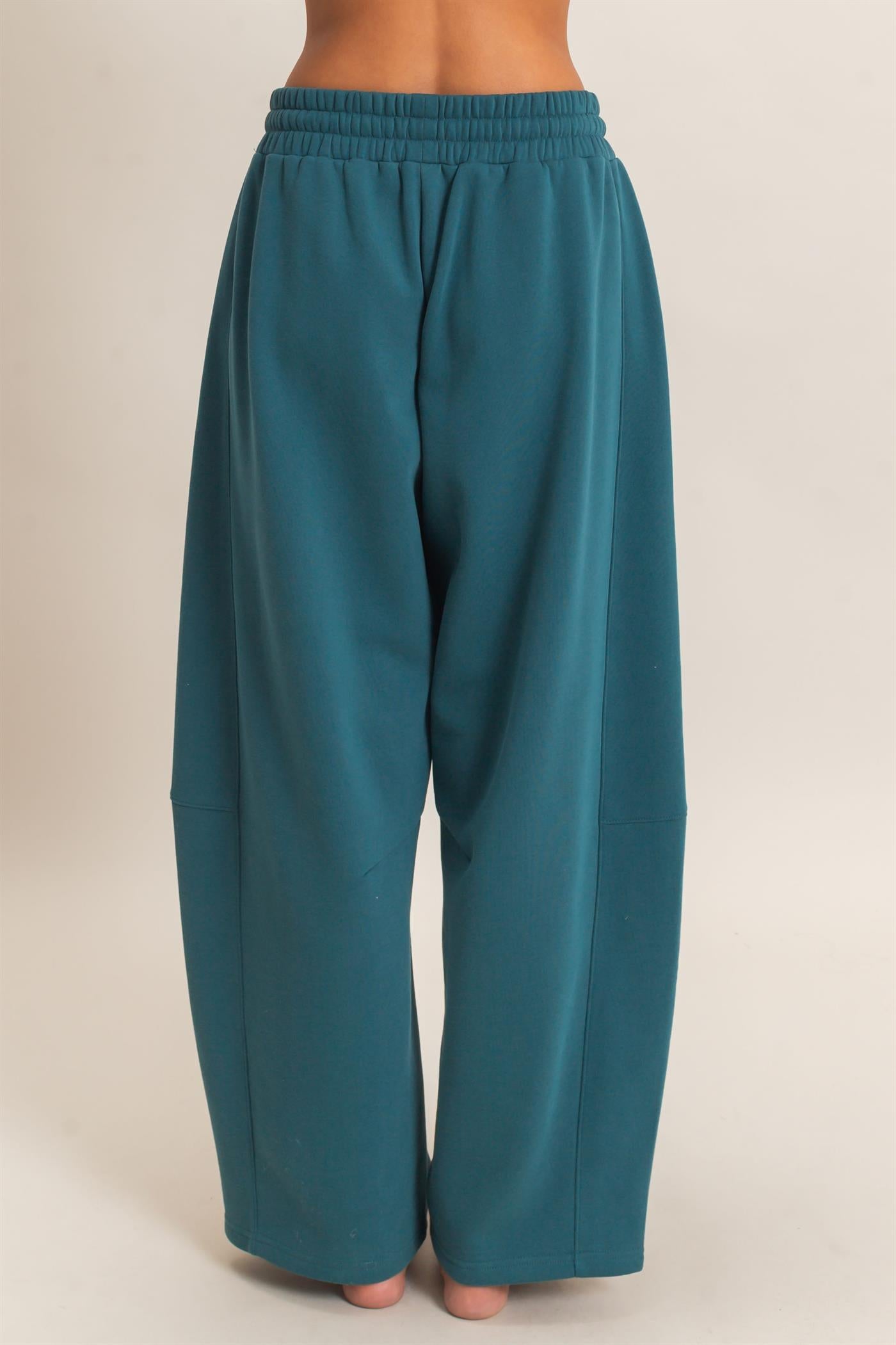 Wholesale Drawstring Waist Barrel Sweatpants Pants DZ26E290 DARK TEAL DOUBLE ZERO