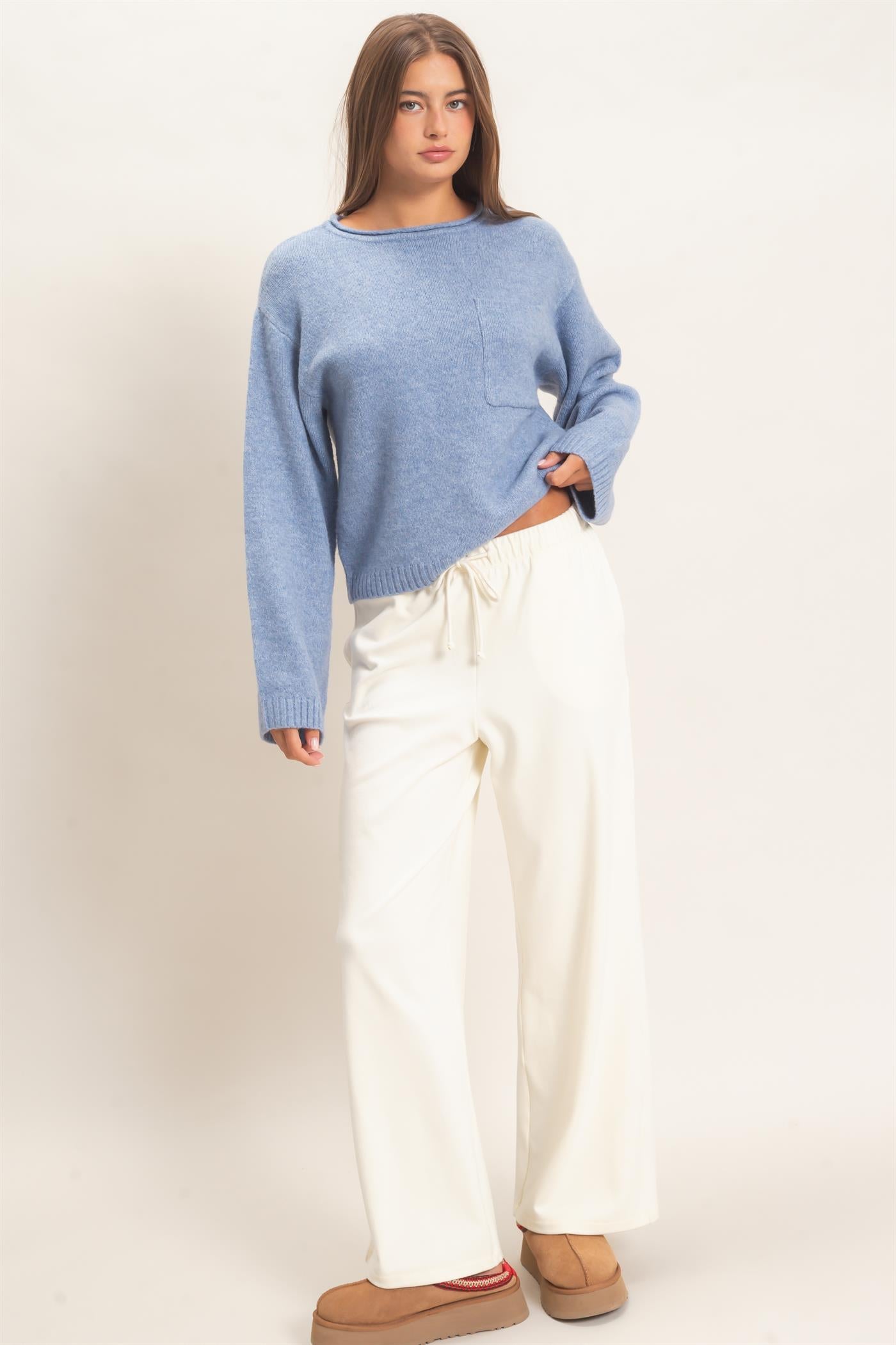 Wholesale Wide Leg Pants With Drawcord Pants DZ26E288 CREAM DOUBLE ZERO