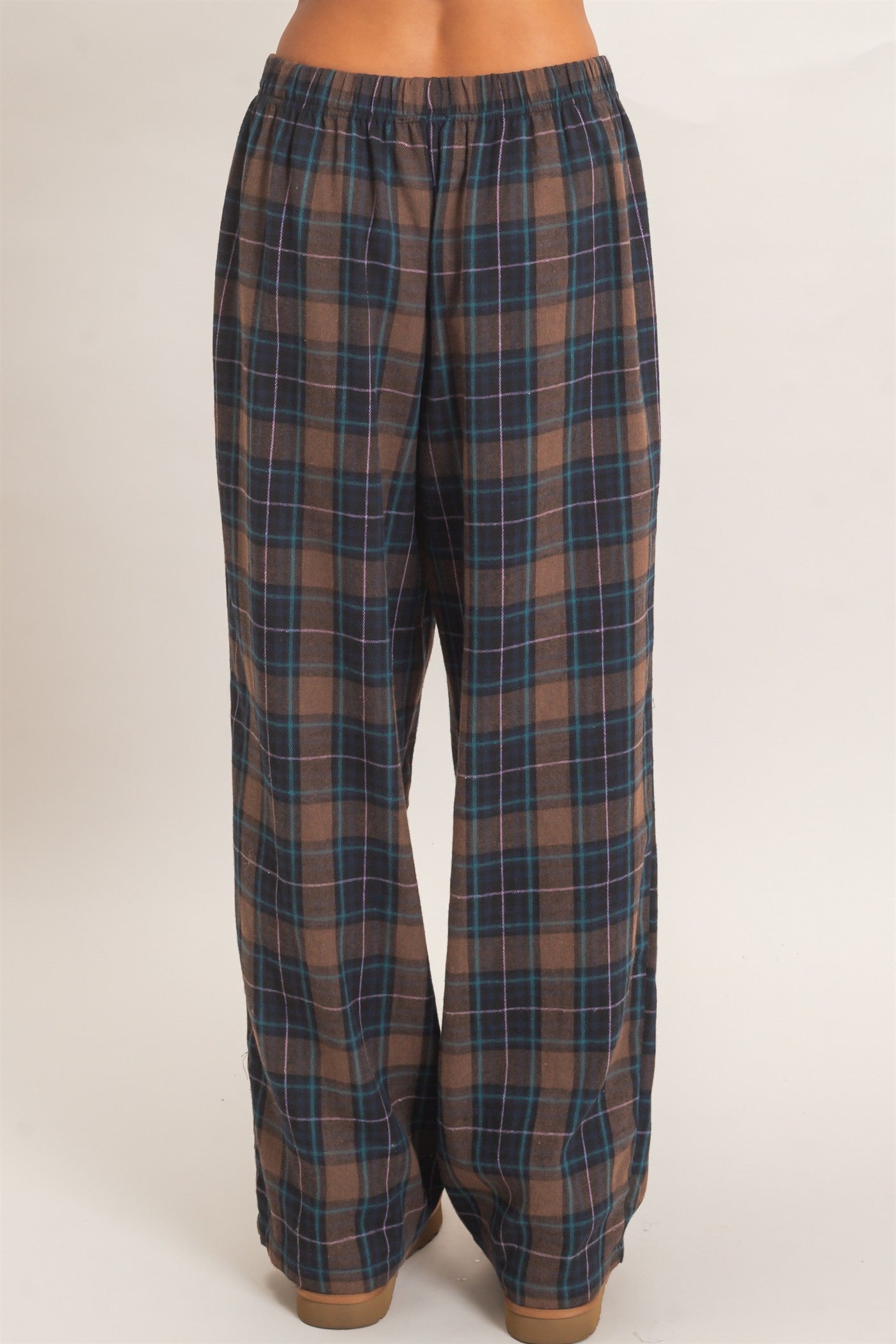 Wholesale Plaid Wide-Leg Pants Pants DZ26F271 BROWN DOUBLE ZERO