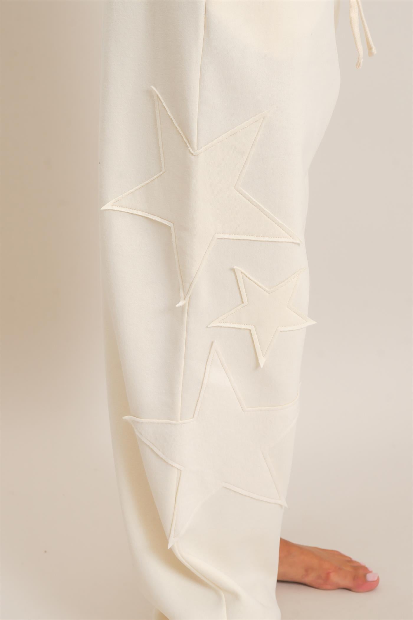 Wholesale Star Patch Jogger Pants Joggers DZ26E889 CREAM DOUBLE ZERO
