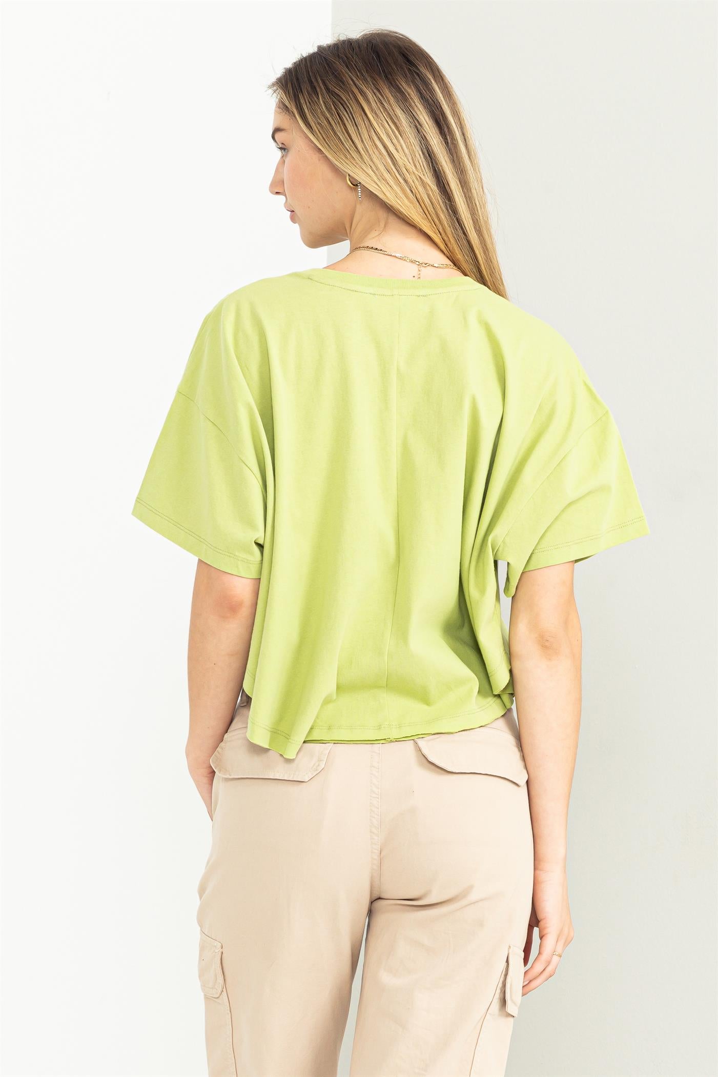 Wholesale Stay Easy Flutter Sleeve High-Low Top Clothing Tops DZ23C410 PALE OLIVE DOUBLE ZERO