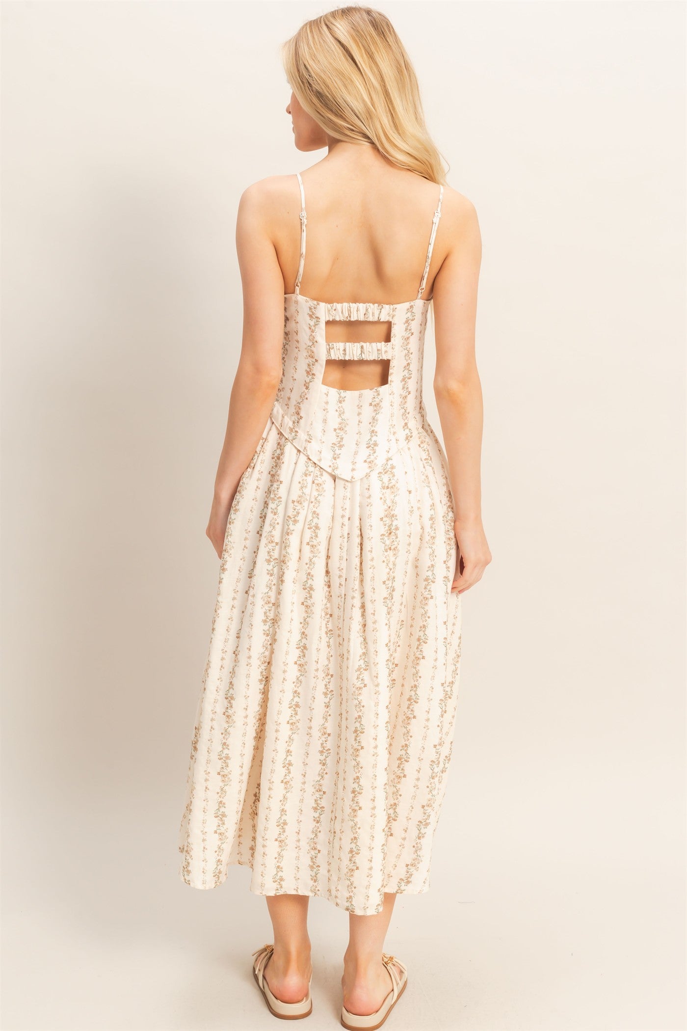 Wholesale Square Neck Floral Dress Dresses HF26A322 BROWN HYFVE