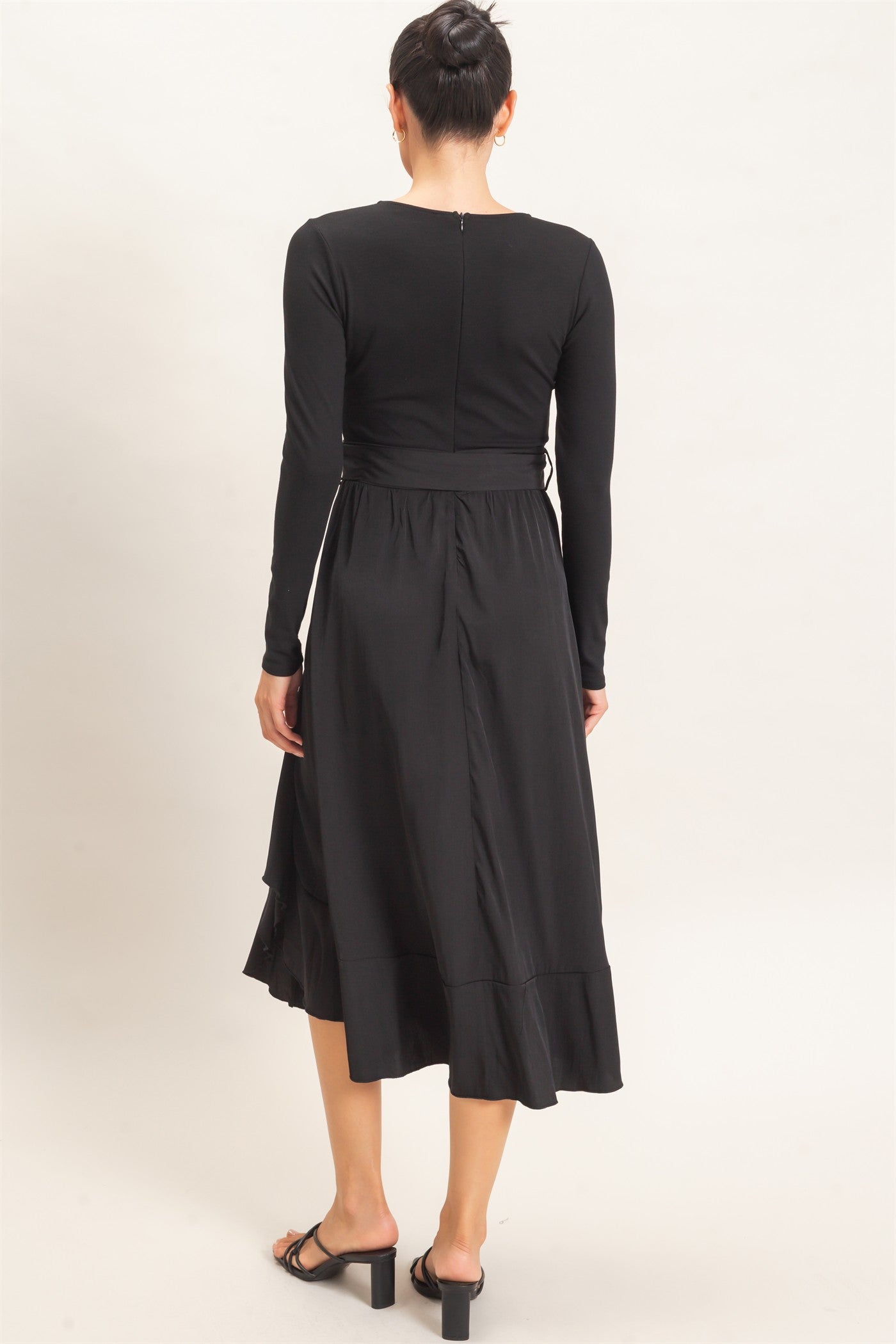 Wholesale Long Sleeve Flowy Dress Dresses HF26C997 BLACK HYFVE