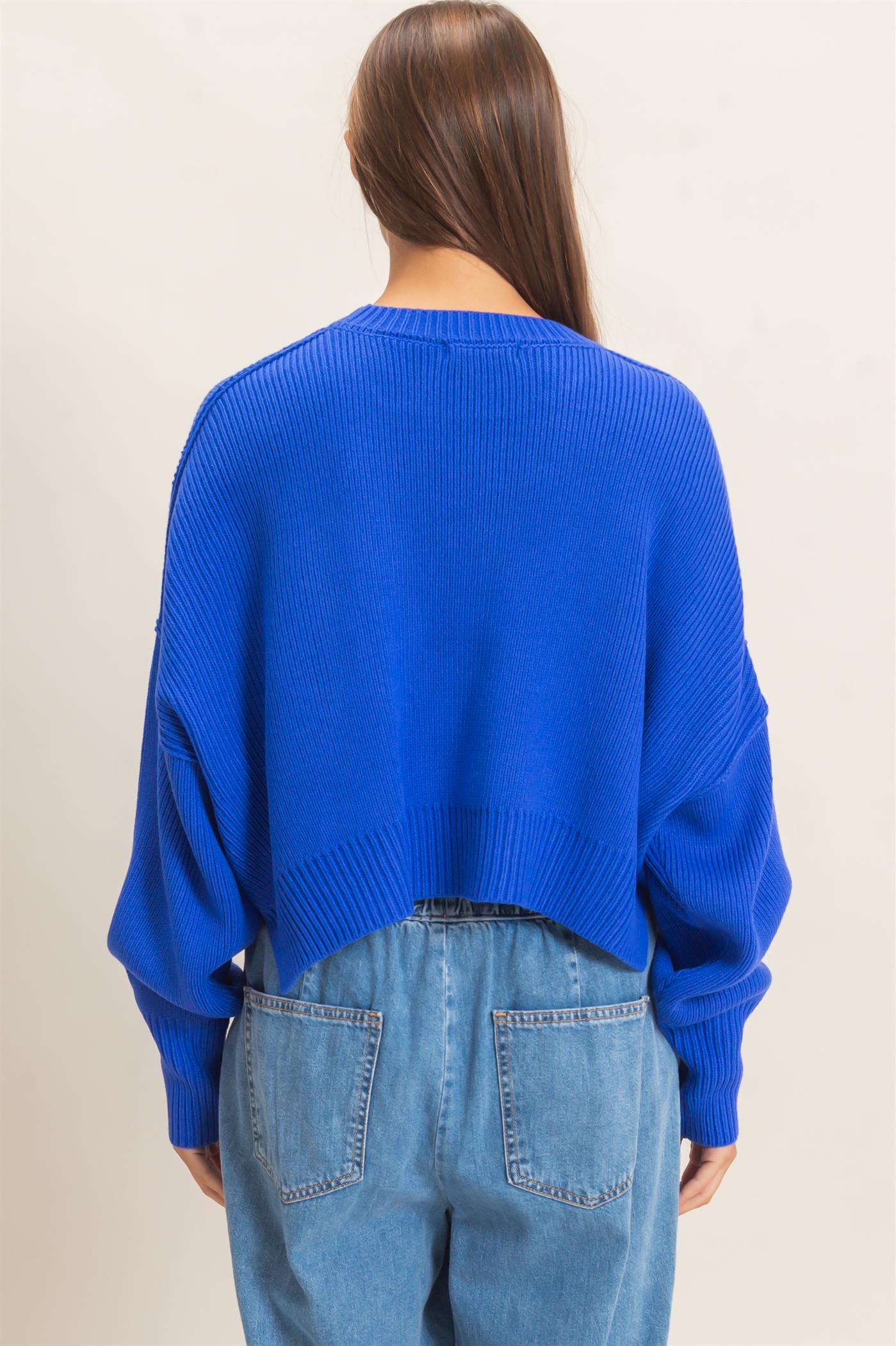 Wholesale Ribbed Drop Shoulder Sweater Sweaters DZ26C982 COBALT DOUBLE ZERO