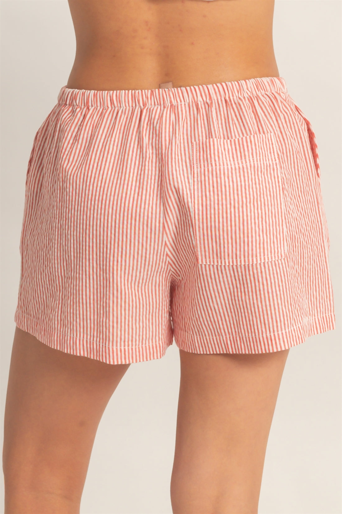 Wholesale Striped Drawstring Waist Shorts Shorts DZ26A747 RED DOUBLE ZERO