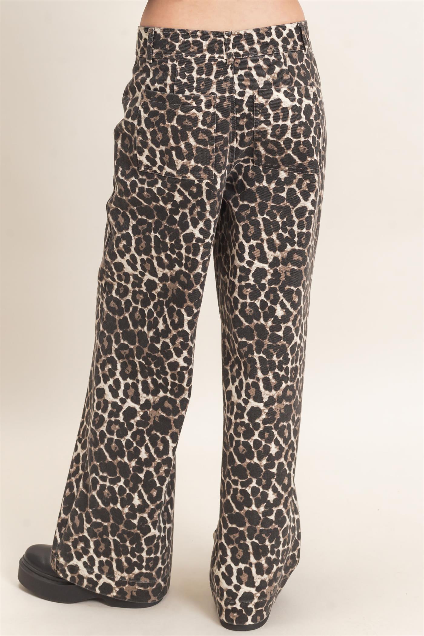 Wholesale Leopard Print Wide-Leg Pants Pants HF26F161 CREAM HYFVE