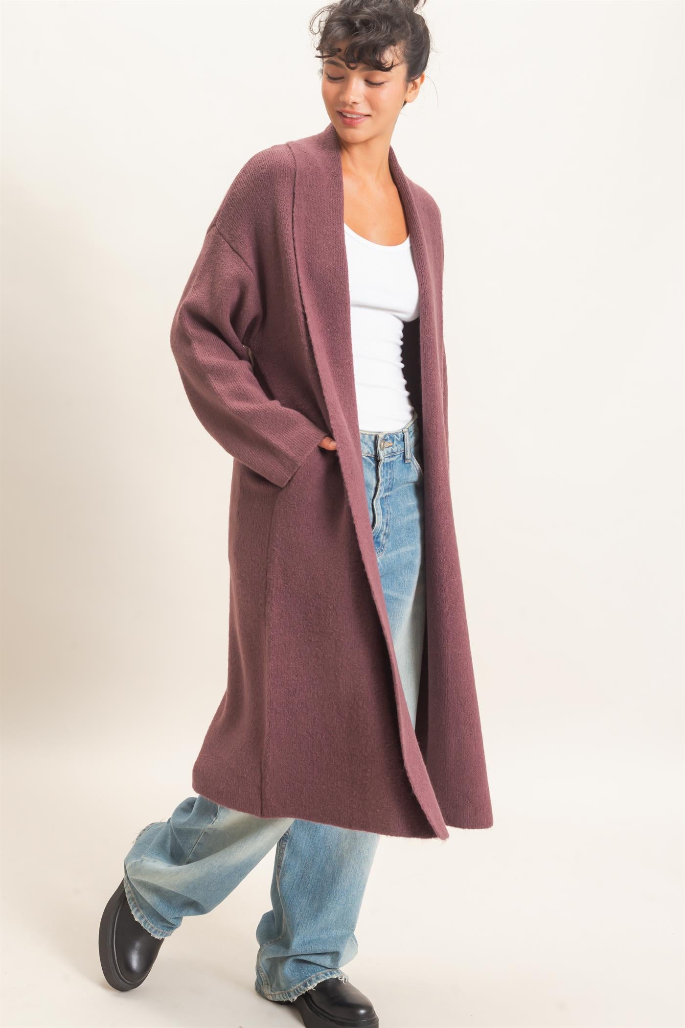 Wholesale Duster Cardigan Sweaters DZ26E267 COCOA DOUBLE ZERO