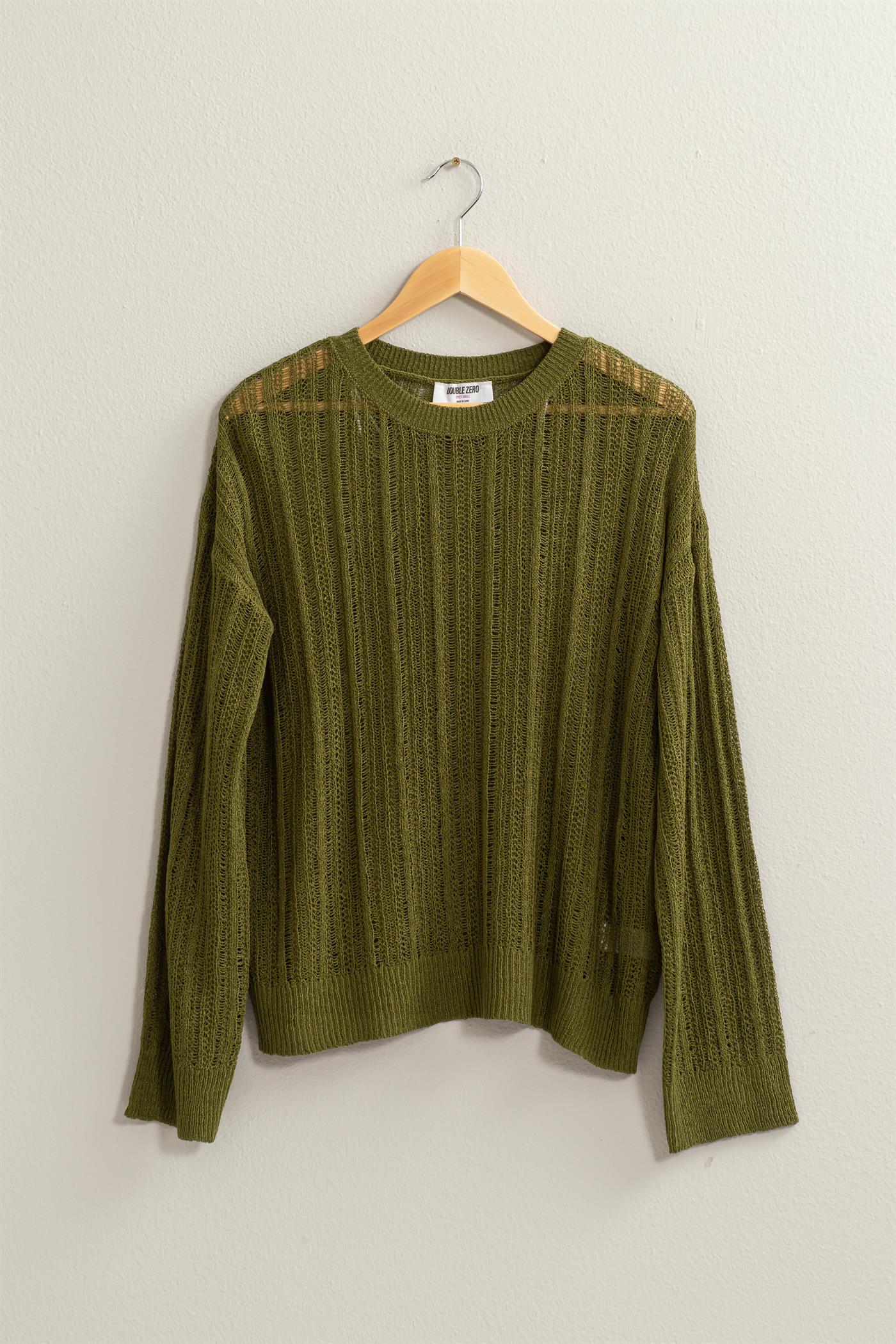 Wholesale Drop Shoulder Sweater Clothing Tops DZ24A477-D MOSS DOUBLE ZERO