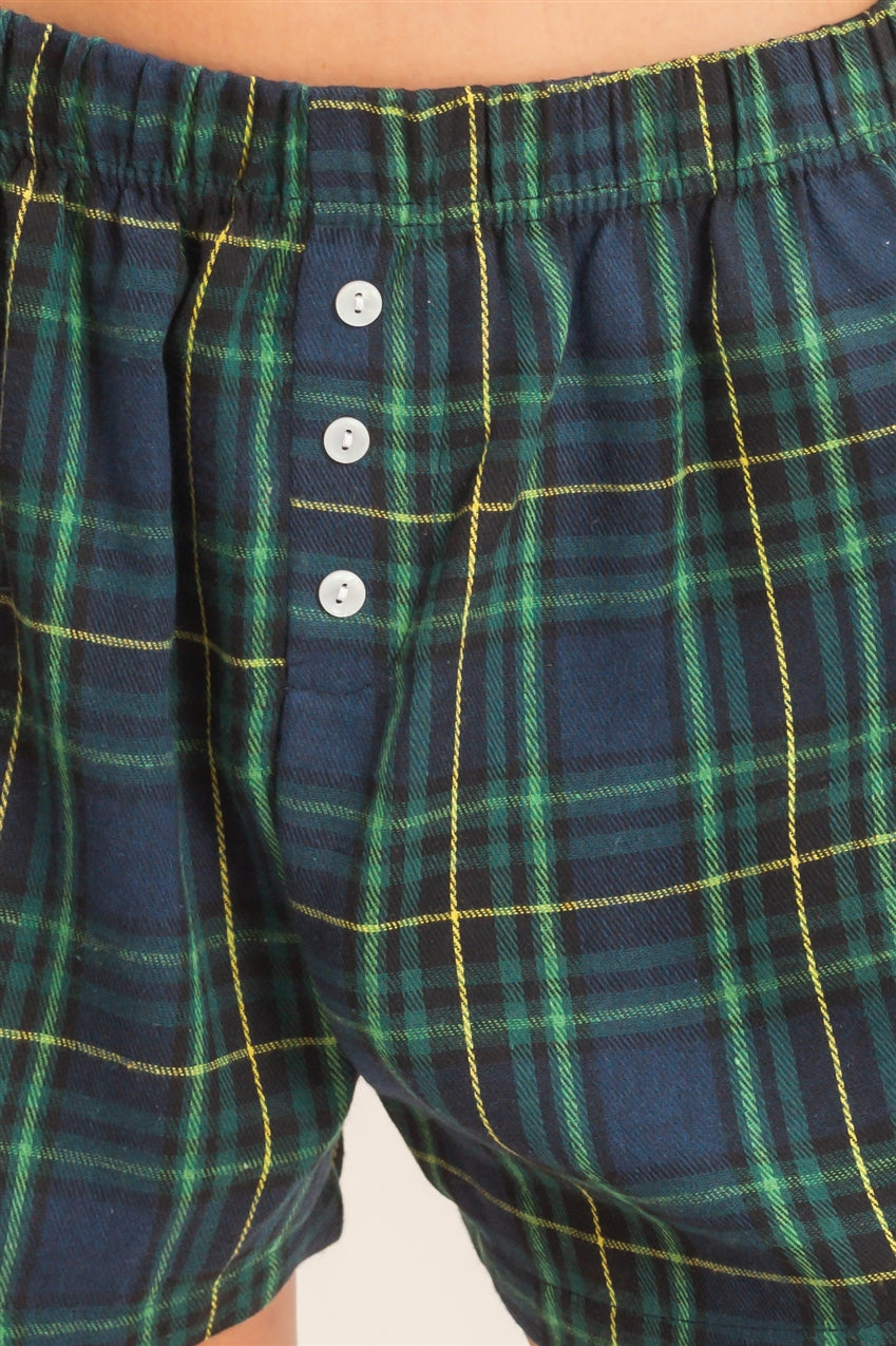 Wholesale Plaid Shorts With Button Front Shorts DZ26F270 GREEN DOUBLE ZERO