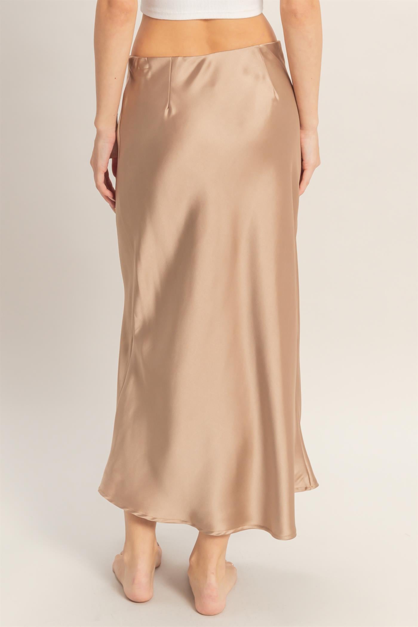 Wholesale Satin Midi Skirt Skirts DZ26A050 DARK TAUPE DOUBLE ZERO