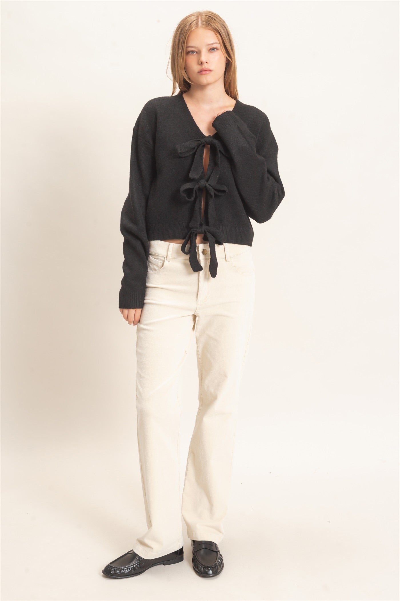 Wholesale Two-Way Bow Tie Sweater Sweaters HF26E167 BLACK HYFVE