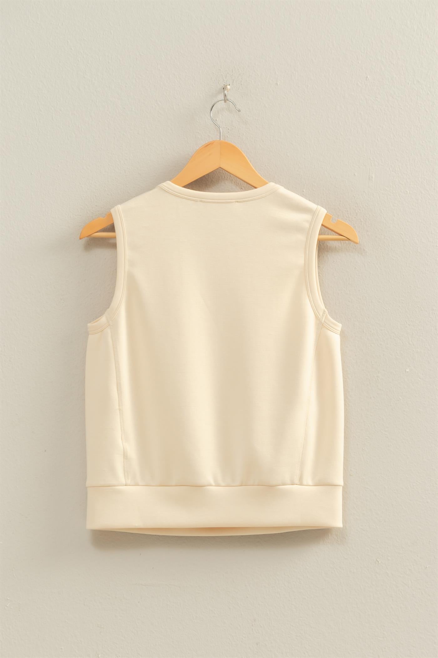 Wholesale Sleeveless Crew Neck Top Clothing Tops DZ26C709 ALPACA DOUBLE ZERO