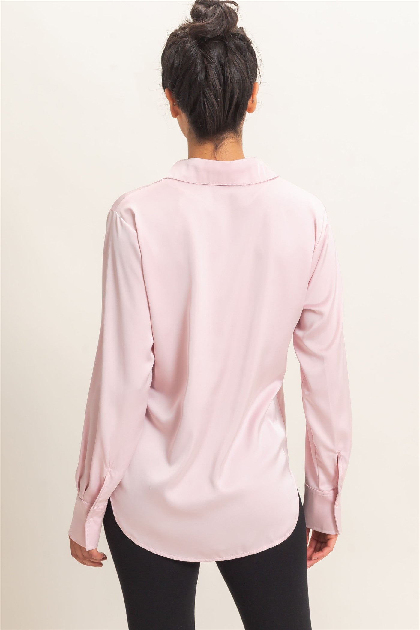 Wholesale Satin Button-Down Shirts Shirts DZ26E265 LIGHT PINK DOUBLE ZERO